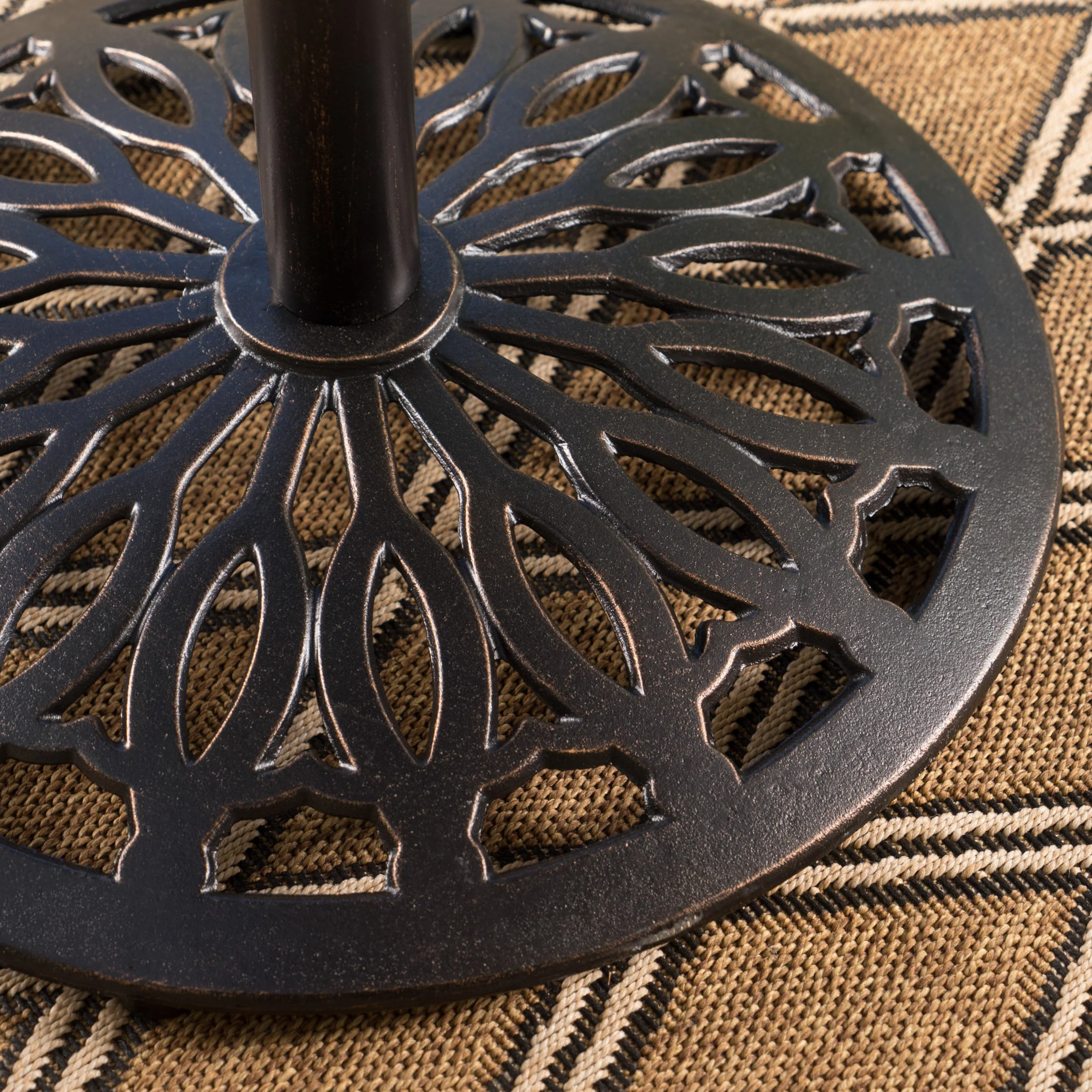 Arianna Outdoor Cast Aluminum Patina Copper Bar Table - furnishings