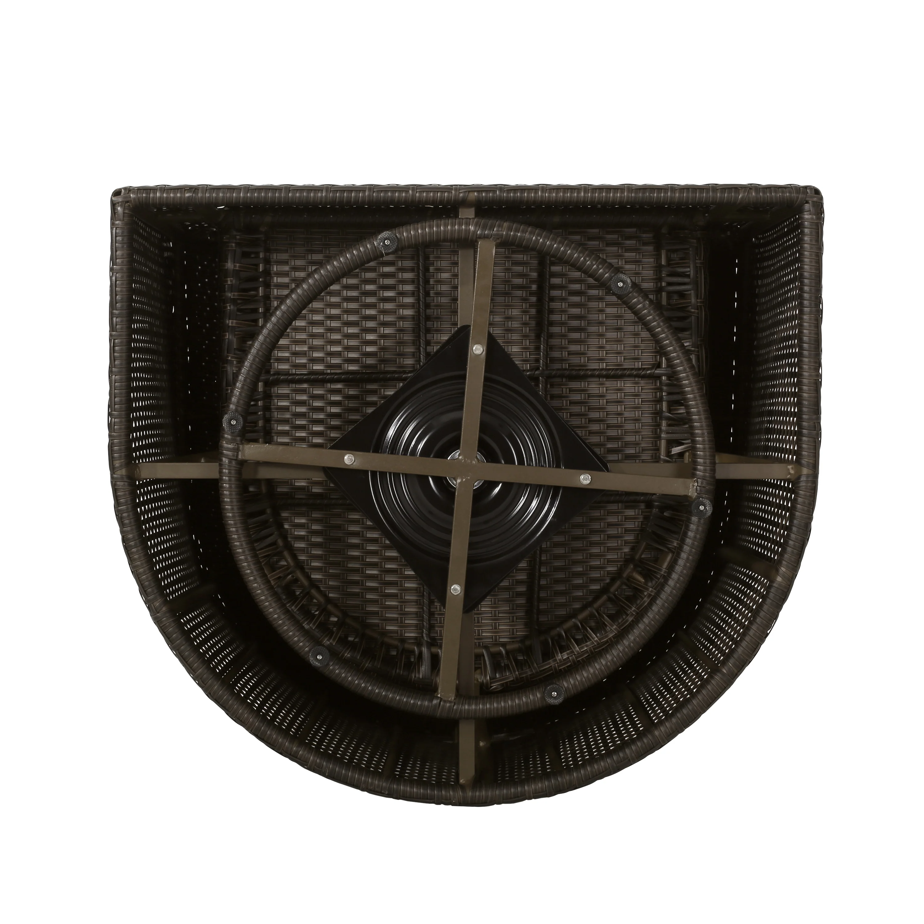 Liyam Outdoor 4 Piece Wicker Swivel Chair Set with Fire Pit, Multi Brown and Brown - furnishings