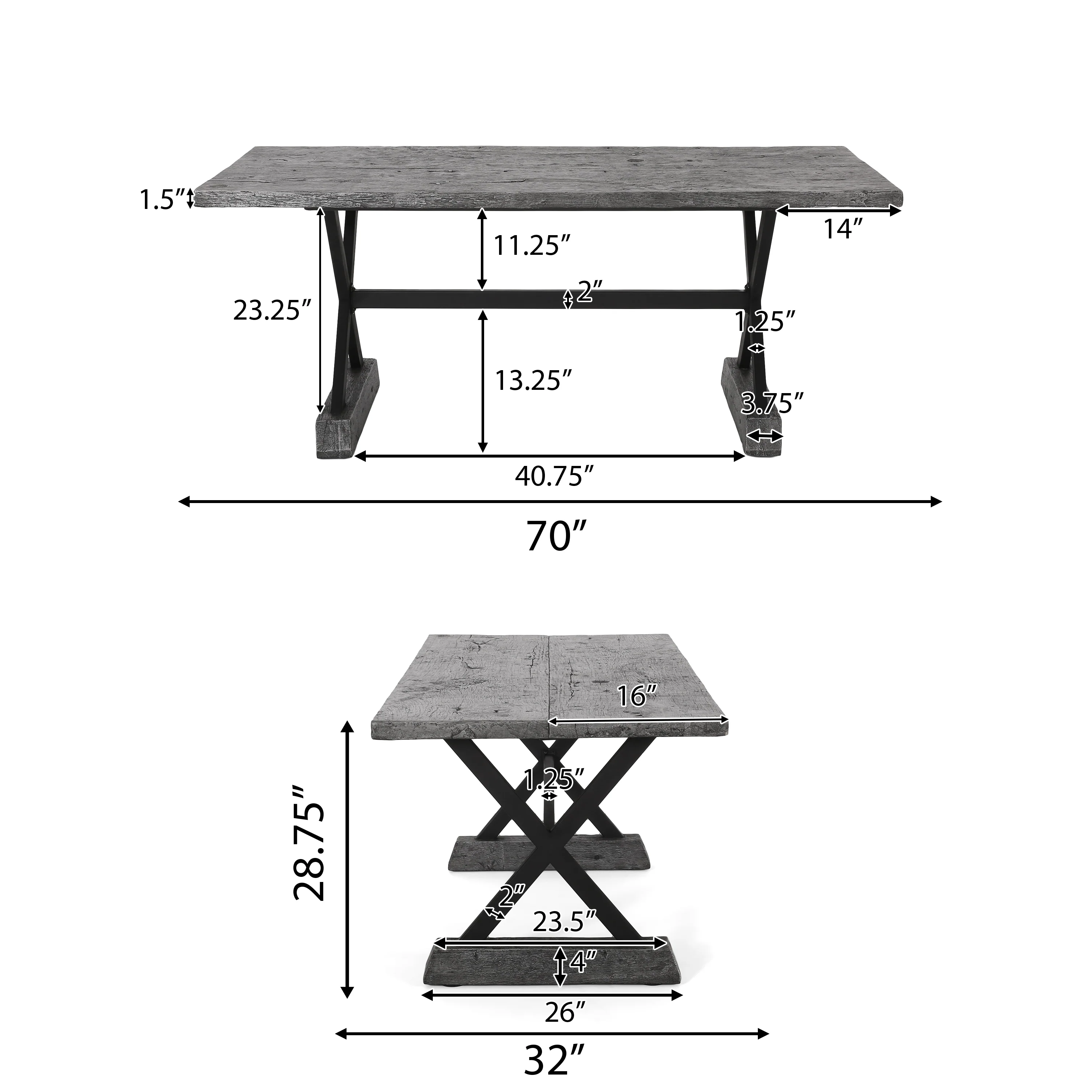 Lavelle Outdoor Lightweight Concrete Dining Table - furnishings