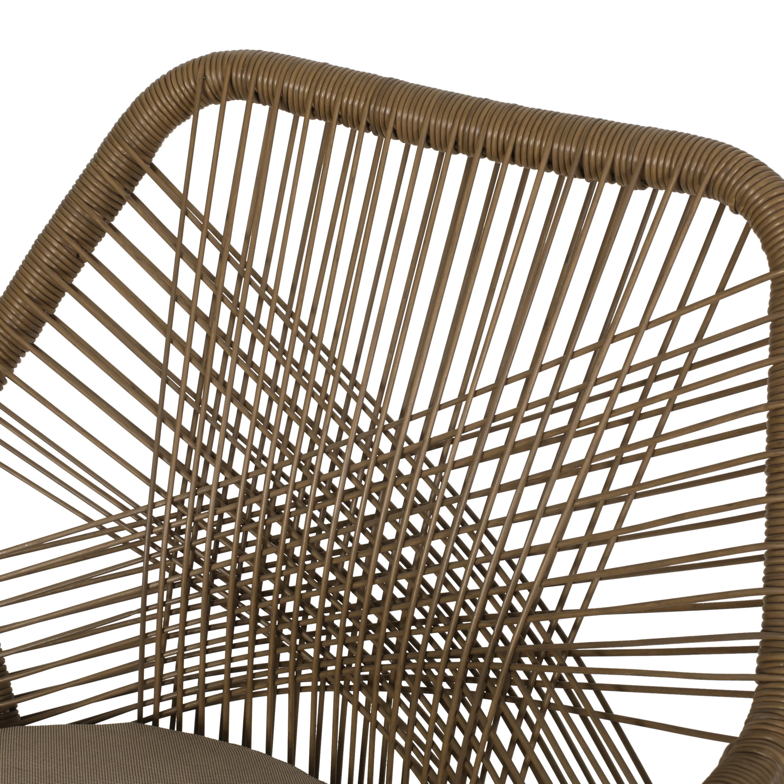 Fromberg Outdoor Wicker Dining Chair with Cushion, Set of 2, Light Brown and Beige - furnishings