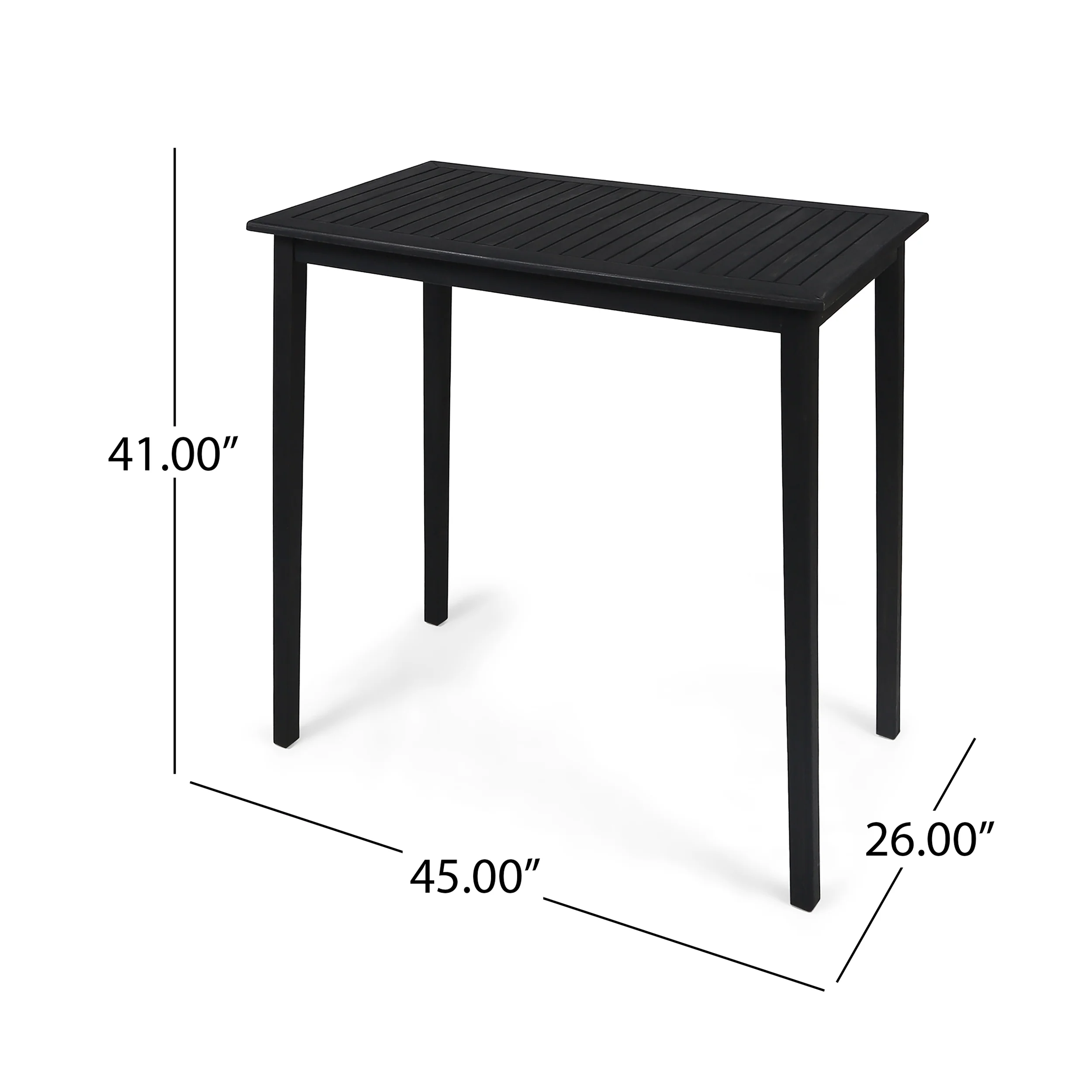 Teresa Outdoor Minimalist Acacia Wood Rectangle Bar Table - furnishings
