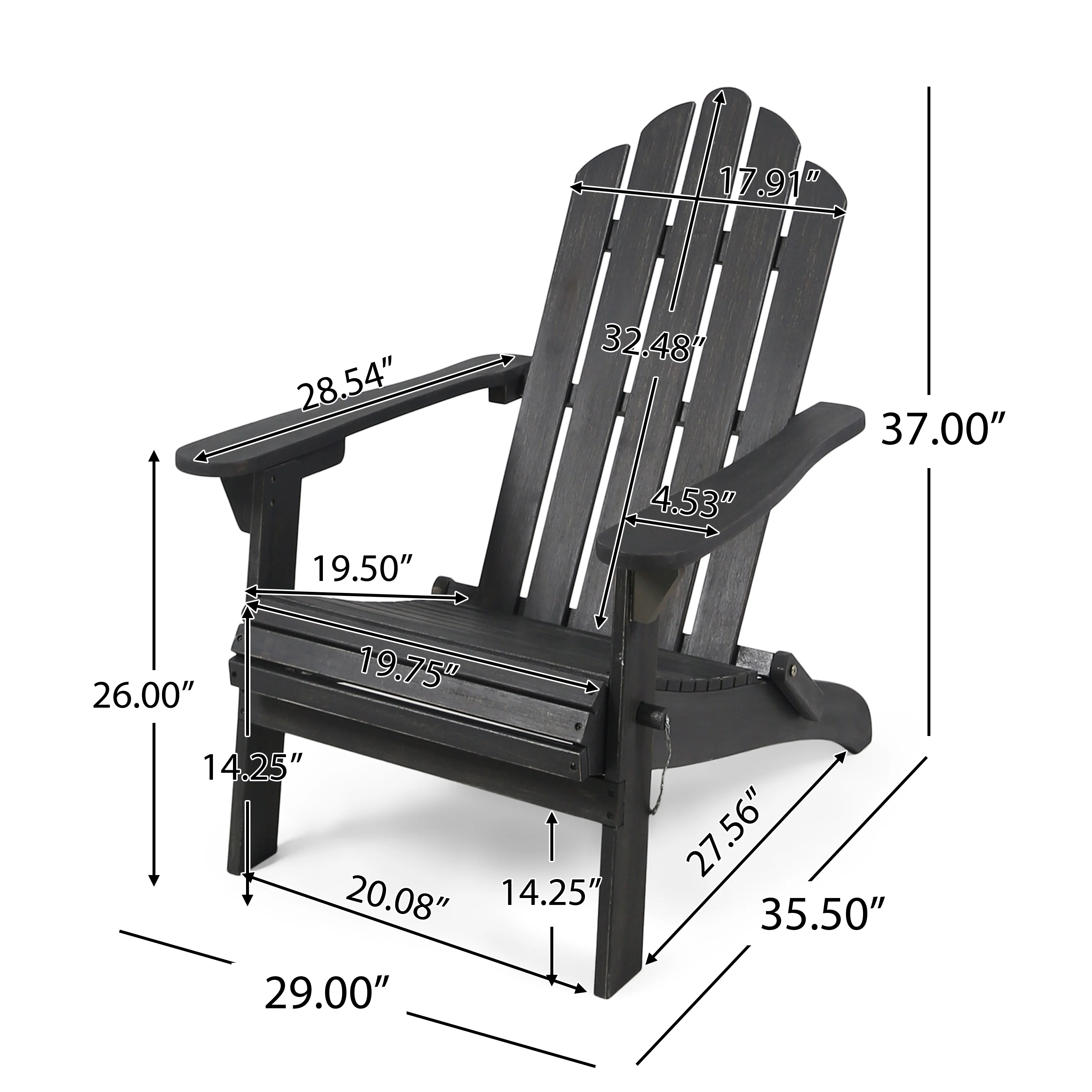 Cara Outdoor Acacia Wood Foldable Adirondack Chairs, Set of 2 - furnishings