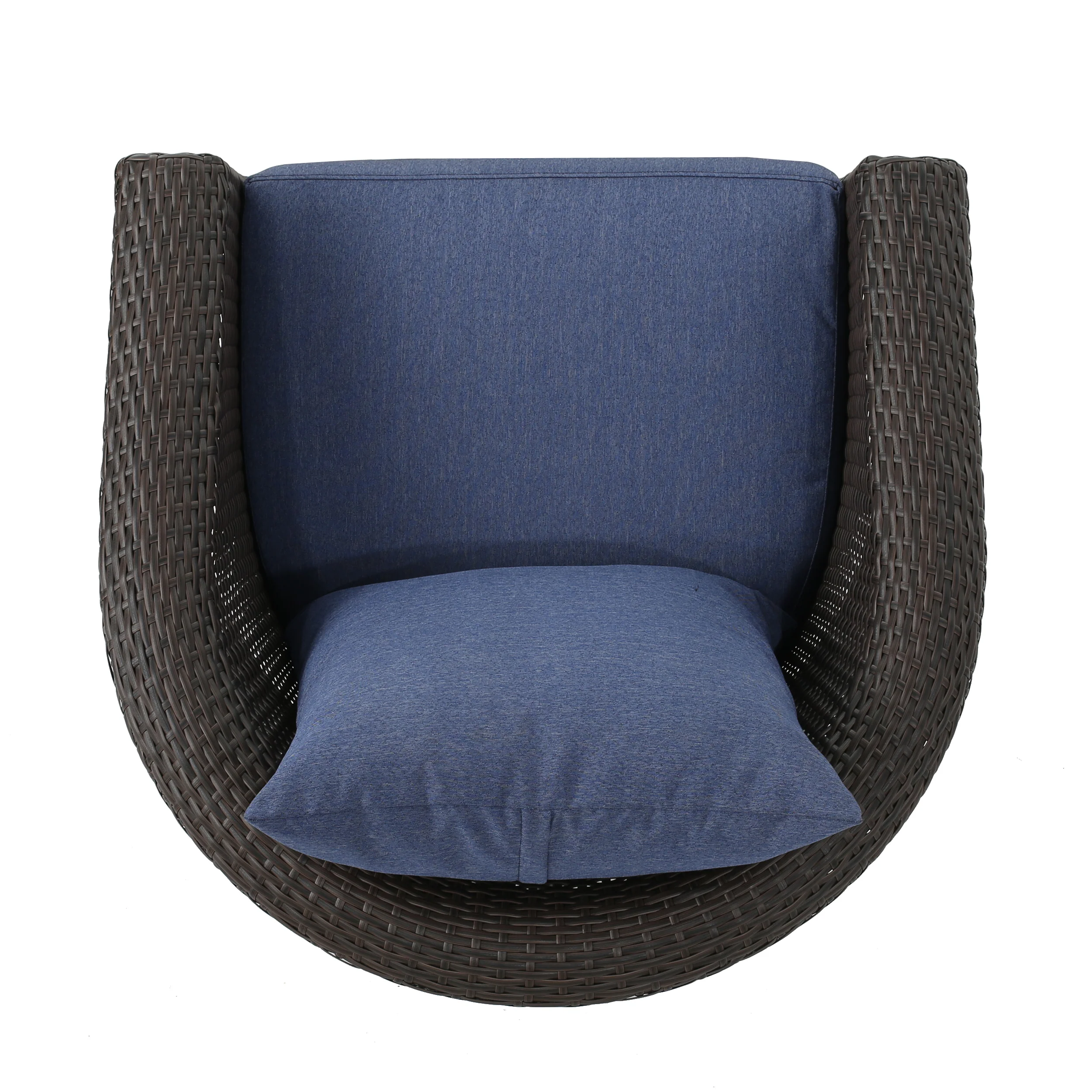 Dillard Outdoor 4 Seater Wicker Swivel Chair and Fire Pit Set - furnishings