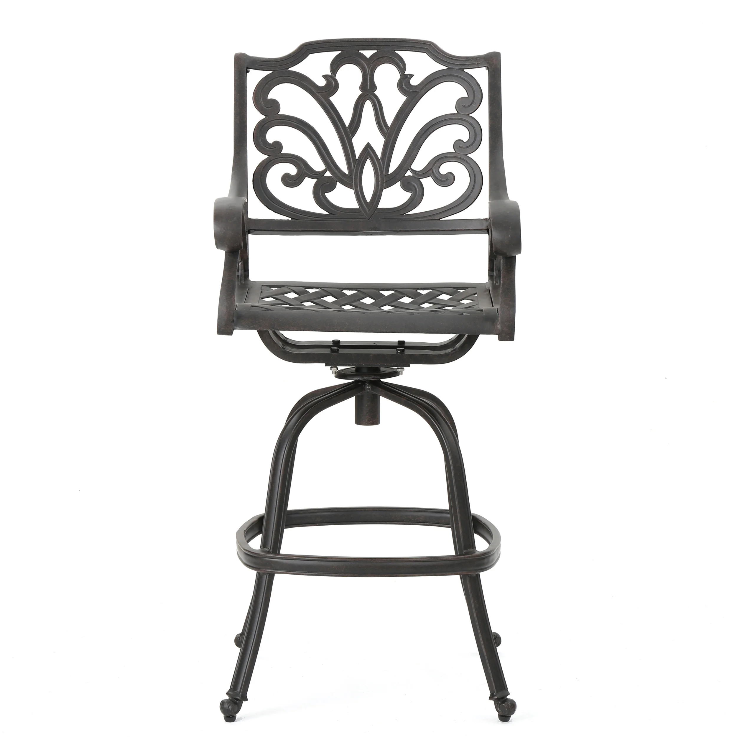 Calandra 30-Inch Outdoor Bronze Finished Cast Aluminum Barstools - furnishings
