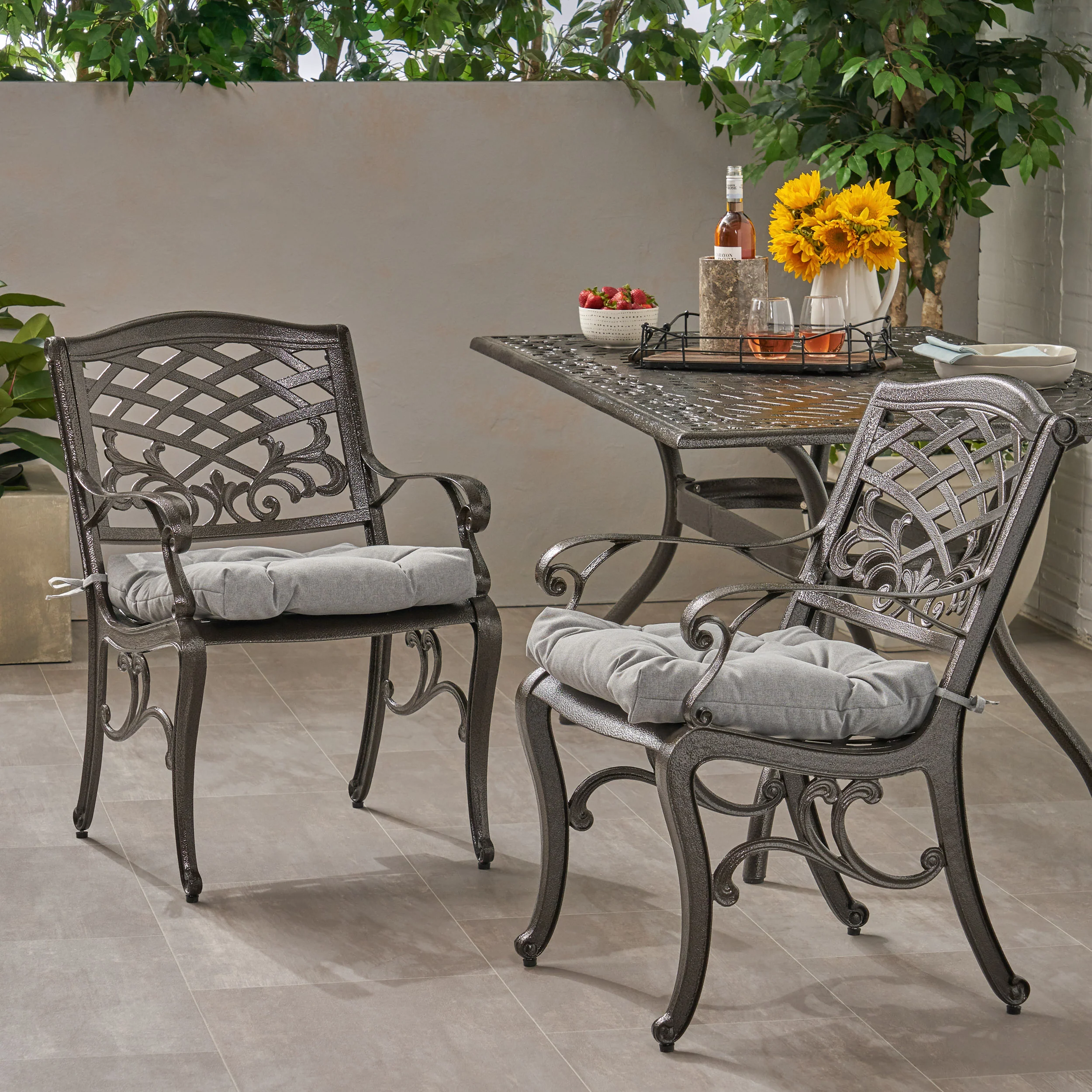 Laura Outdoor Dining Chair with Cushion (Set of 2) - furnishings
