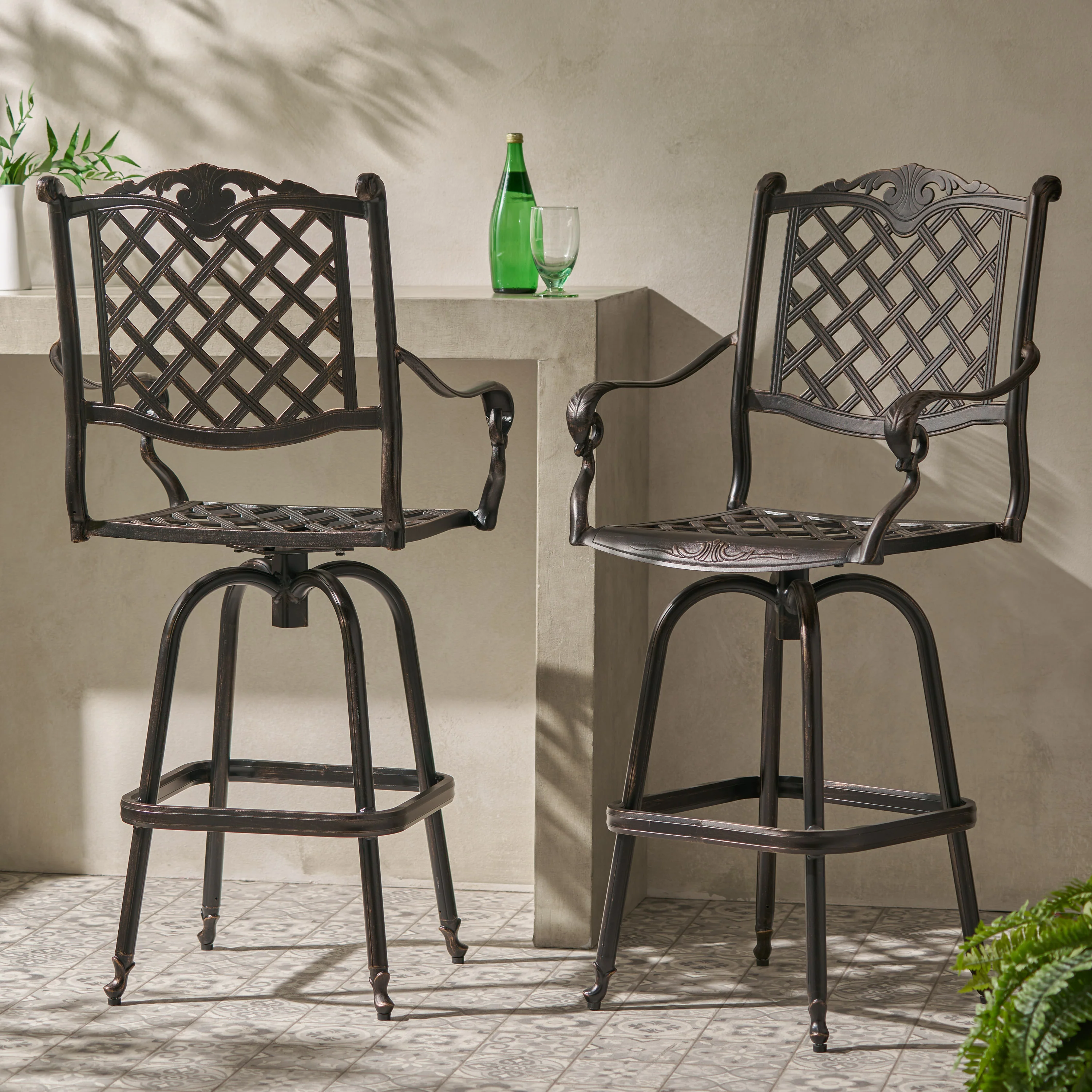 Pomelo 30-Inch Outdoor Cast Aluminum Bar Stools (Set of 2) - furnishings