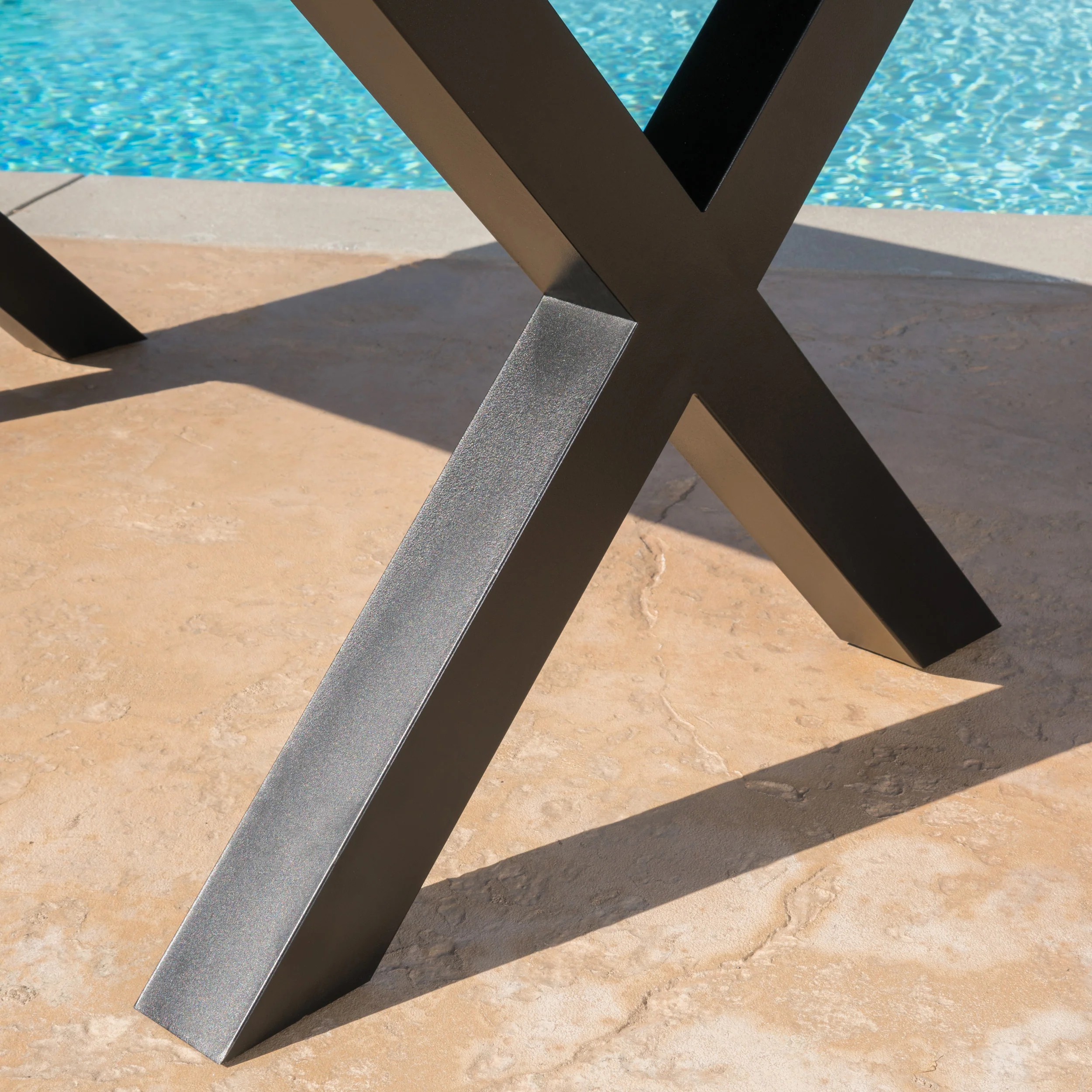 Falah Outdoor Brown Walnut Finish Lightweight Concrete Dining Table - furnishings