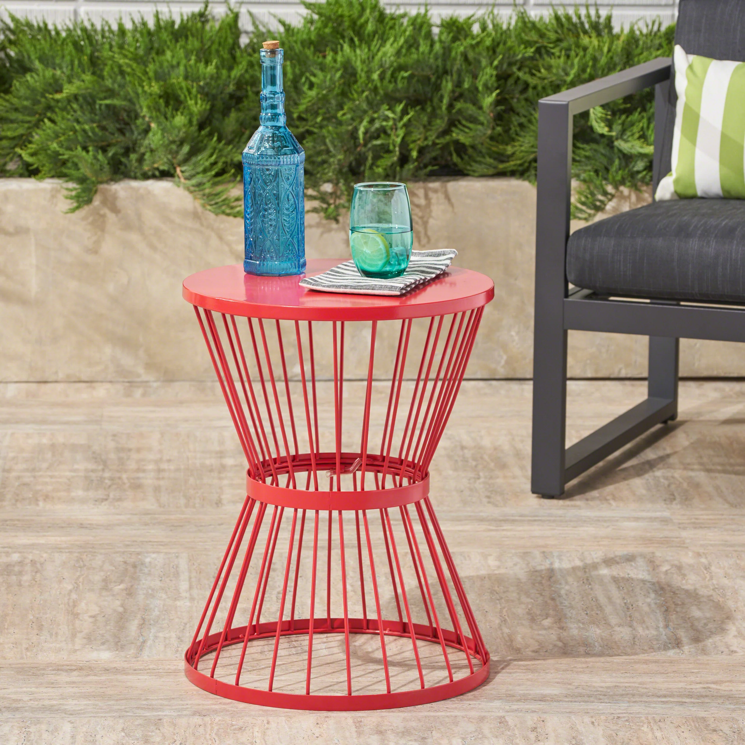 Fern Outdoor 16 Inch Iron Side Table - furnishings