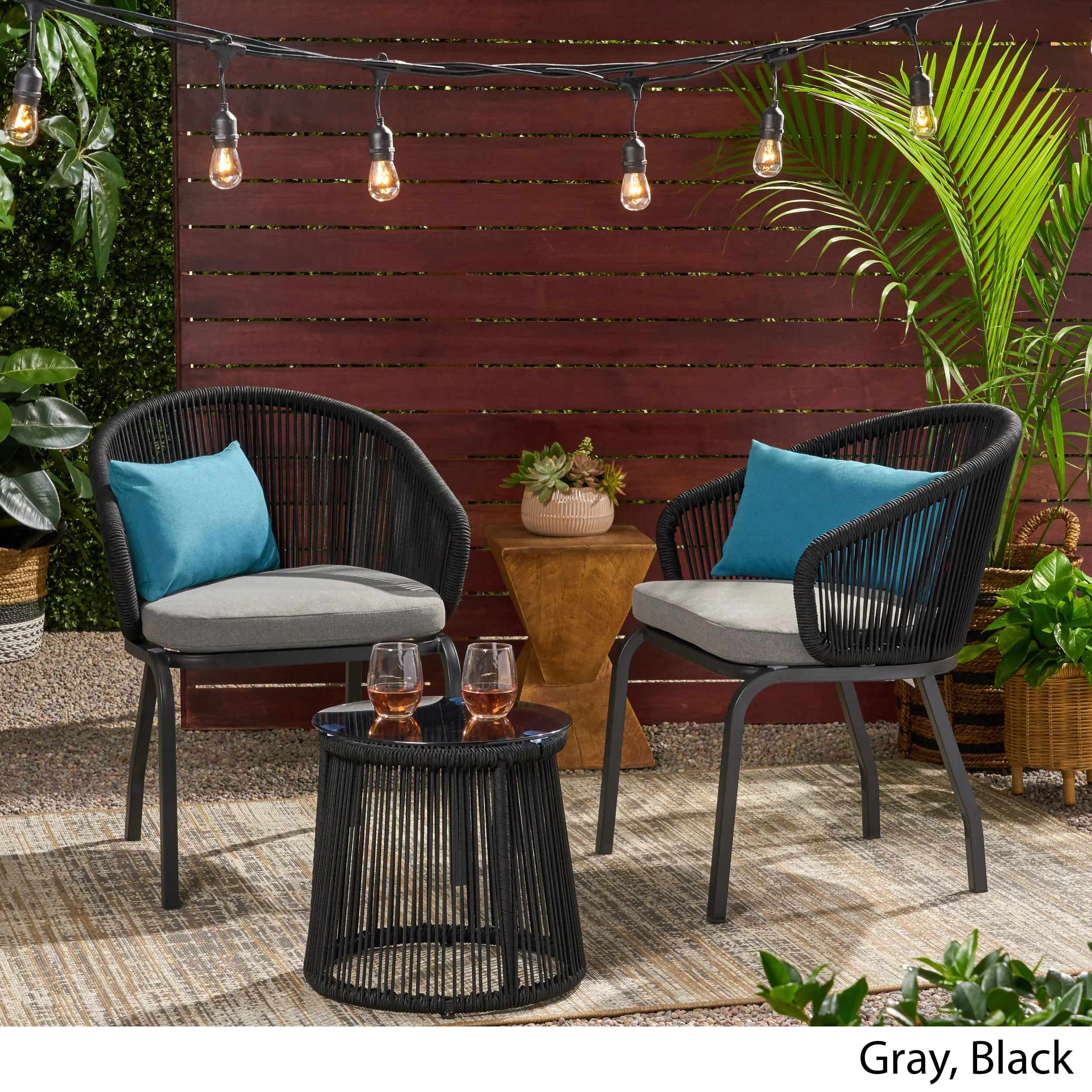 Brayan Outdoor Modern 2 Seater Chat Set - furnishings
