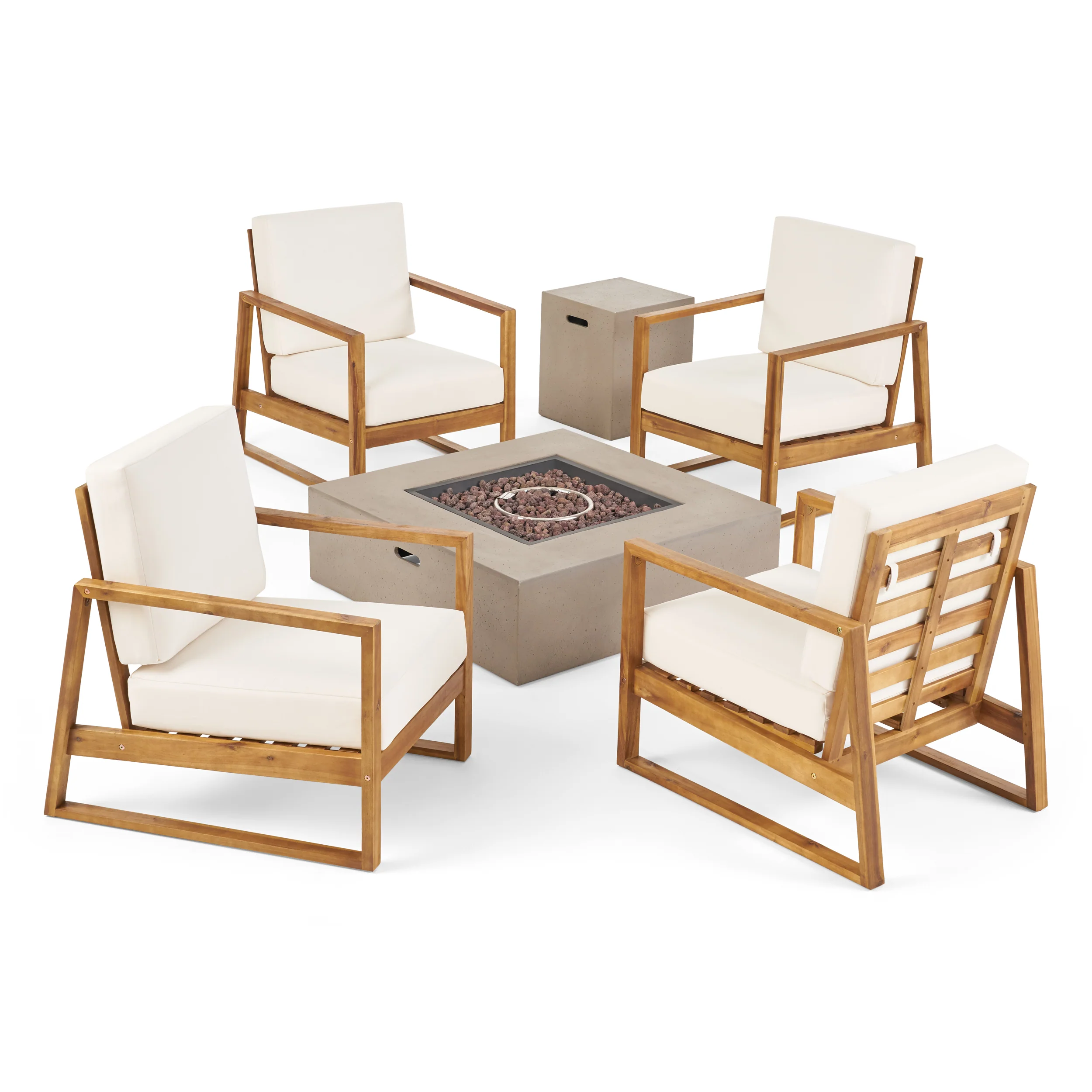 Marlee Outdoor 4 Seater Chat Set with Fire Pit - furnishings