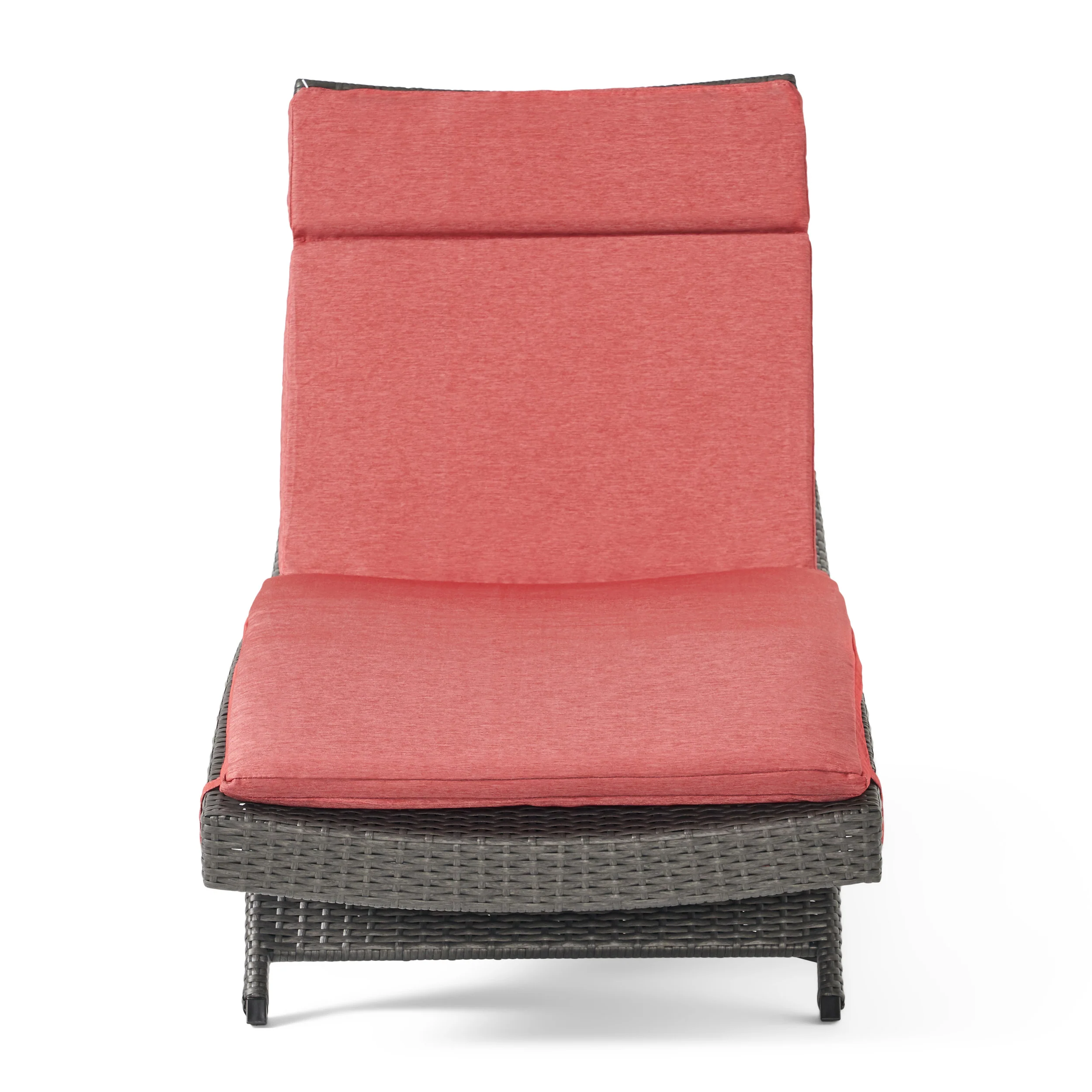 Nassau Outdoor Grey Wicker Adjustable Chaise Lounge with Cushion - furnishings