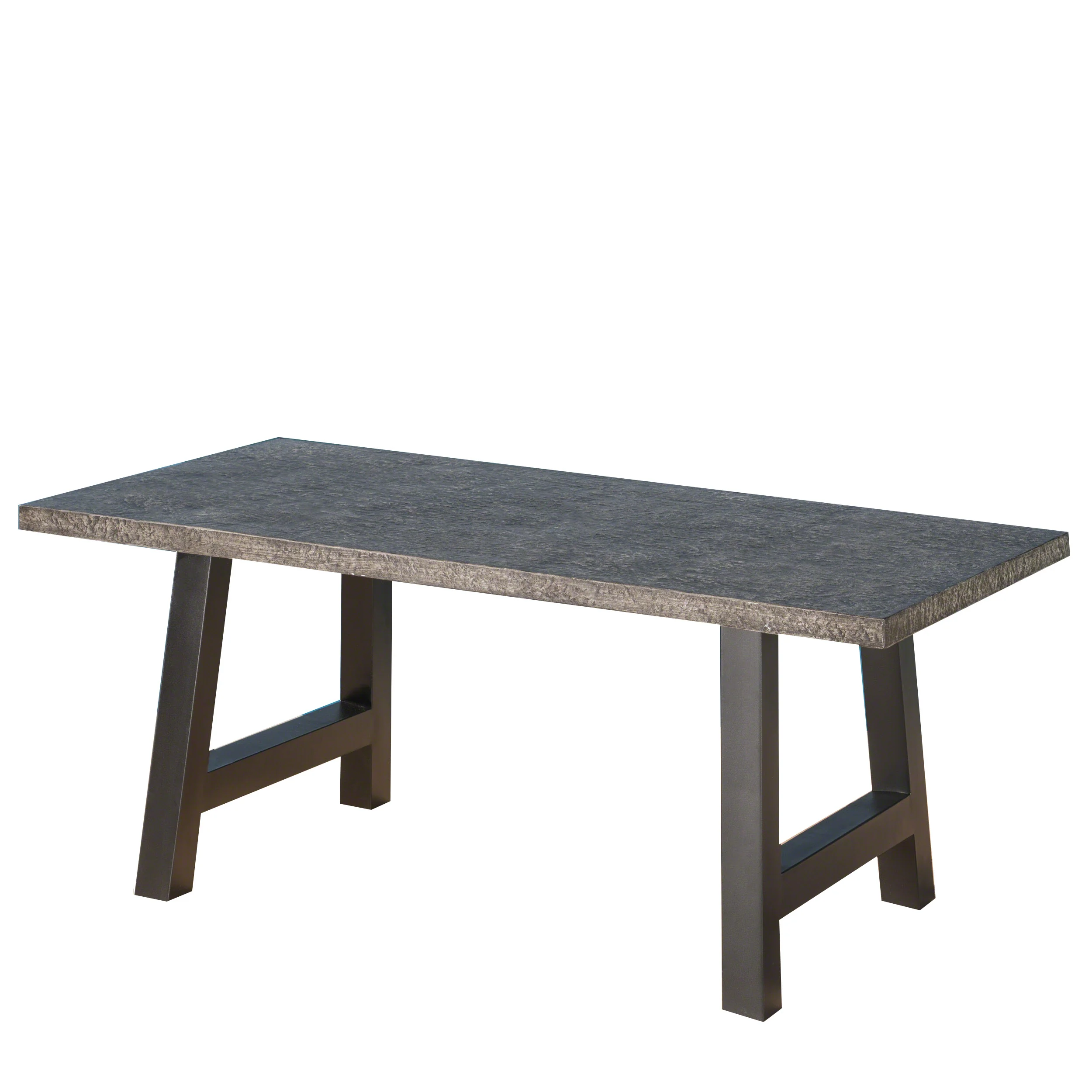 Doris Outdoor Gray Stone Finish Light Weight Concrete Dining Table - furnishings