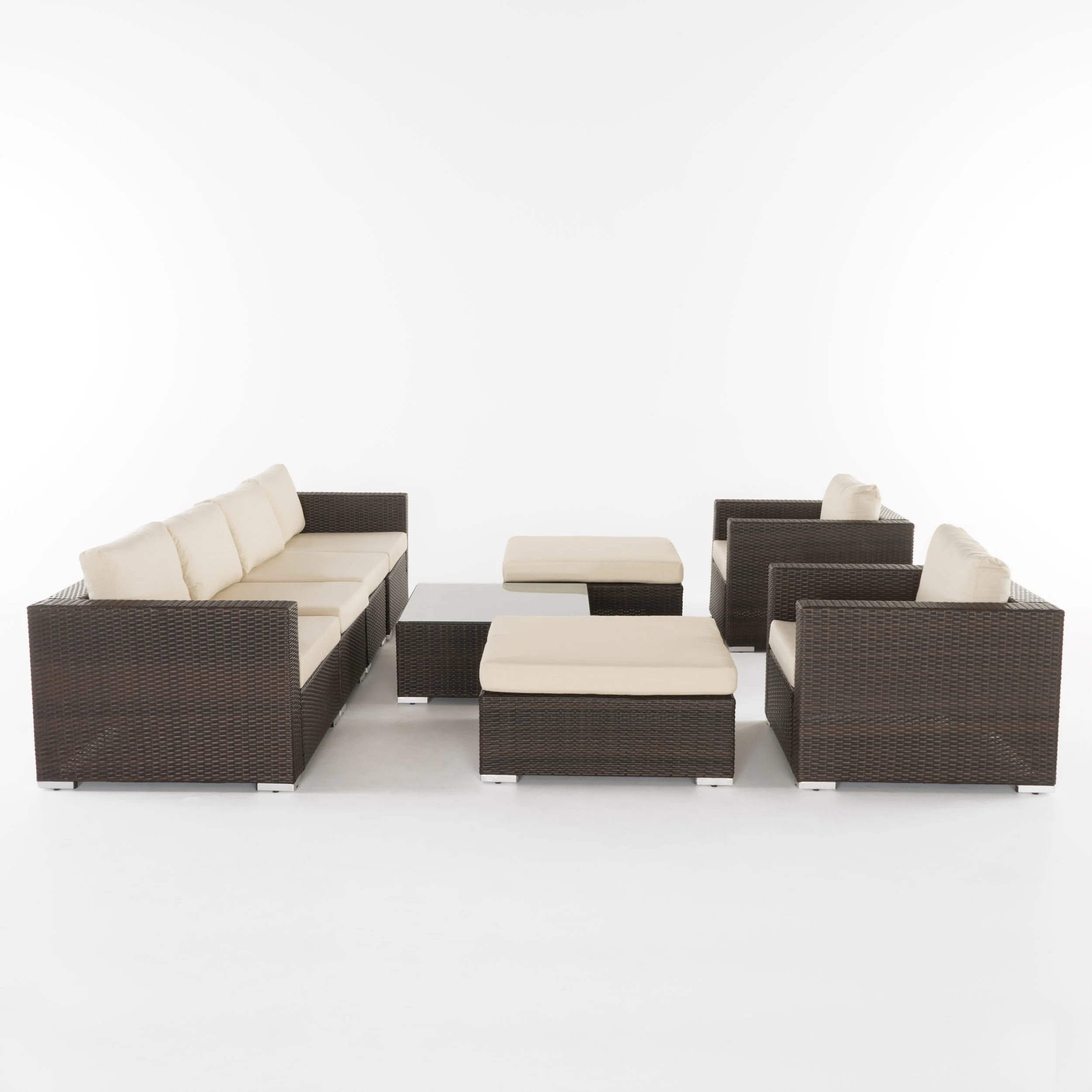 Francisco 9pc Outdoor Wicker Sectional Sofa Set w/ Cushions - furnishings