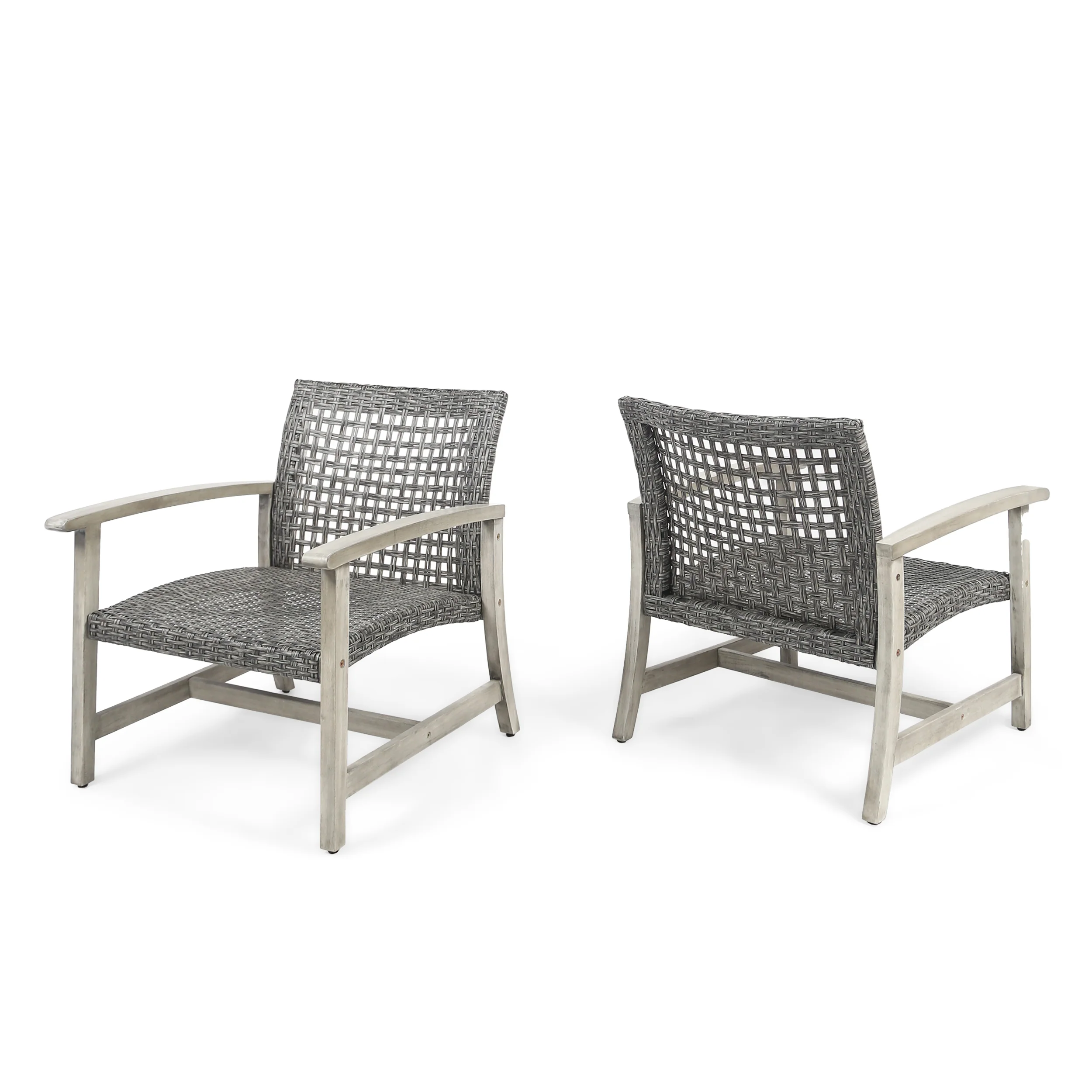 Viola Outdoor Wood and Wicker Club Chairs - furnishings