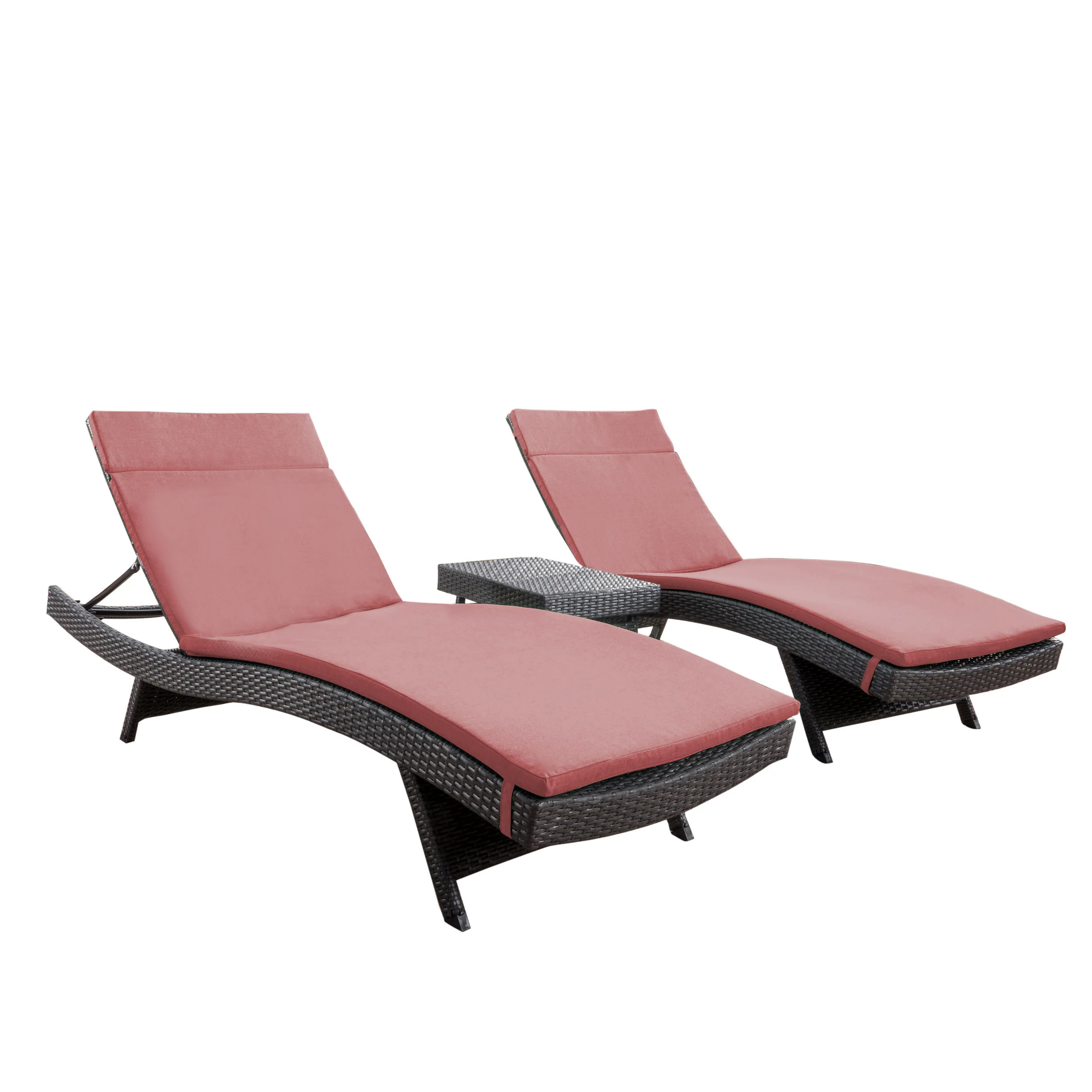 Lakeport 3pc Outdoor Wicker Chaise Lounge Chair & Table Set - furnishings