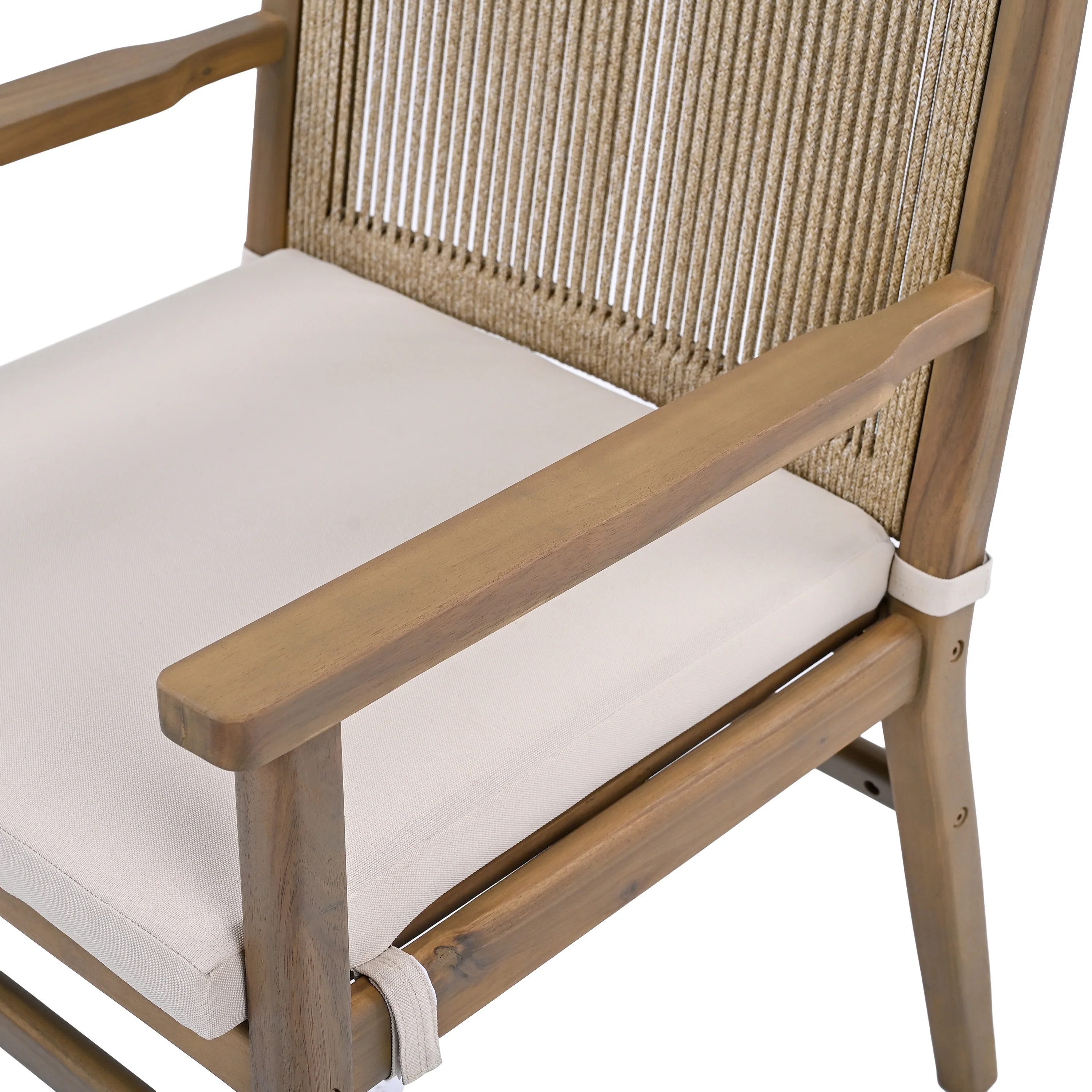 Daphne Outdoor Patio Dining Chairs with Rope Weave Back ,Cushioned, Set of 2 - furnishings