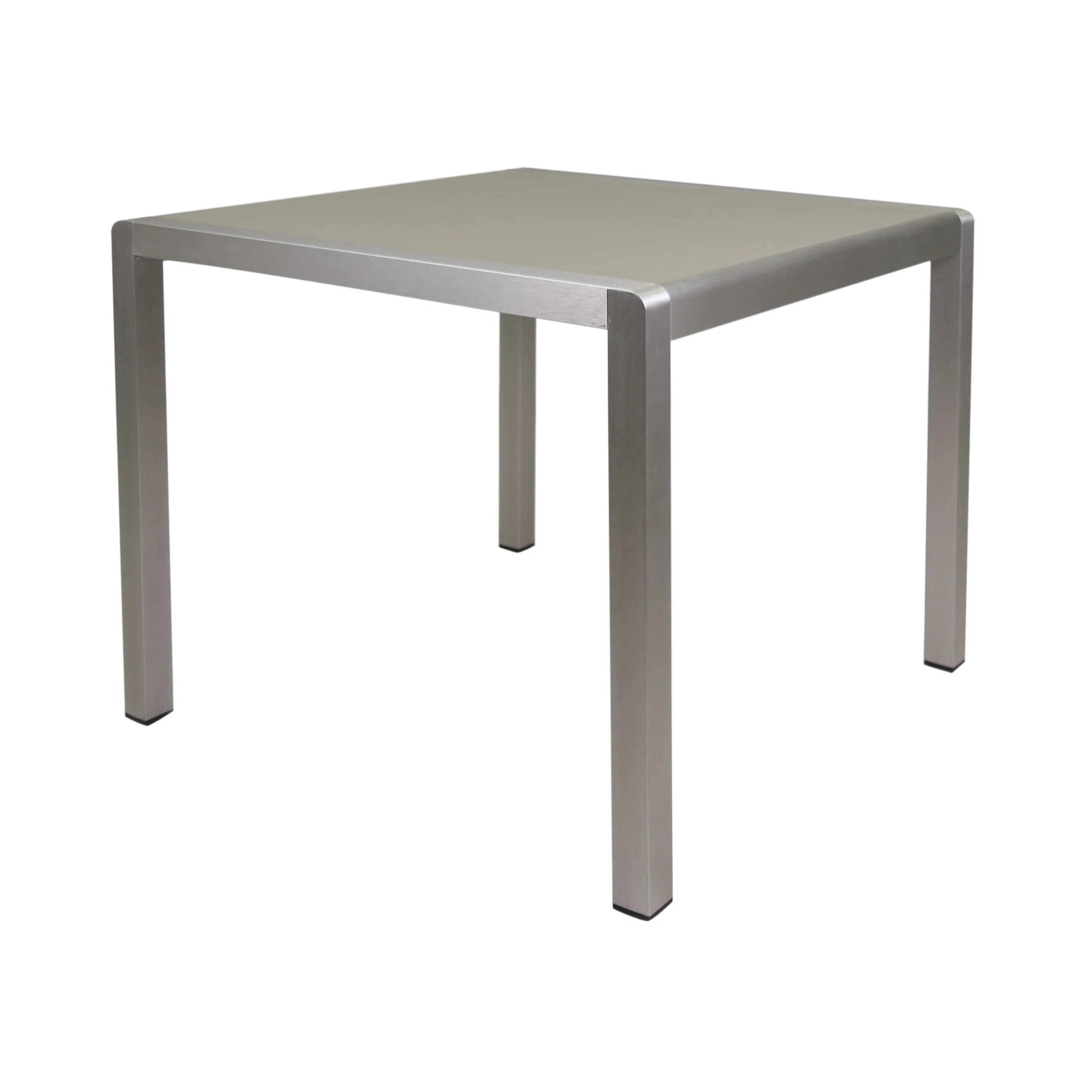Louie Coral Outdoor Dining Table - Anodized Aluminum - Tempered Glass Table Top - Square - Silver and Gray - 35-inch - furnbro
