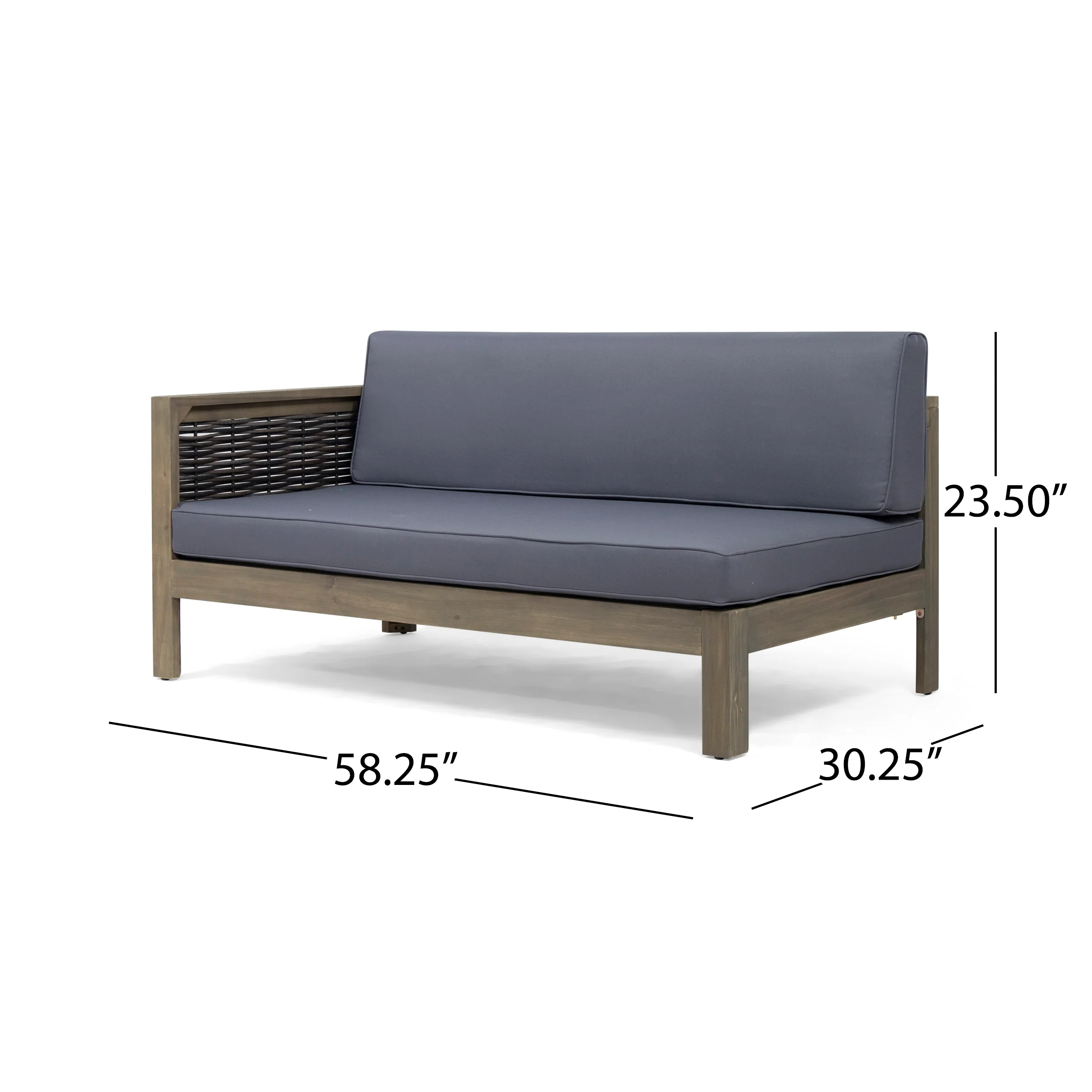 Elizabeth Outdoor Wood and Wicker 5 Seater Sectional Sofa and Coffee Table Set - furnishings