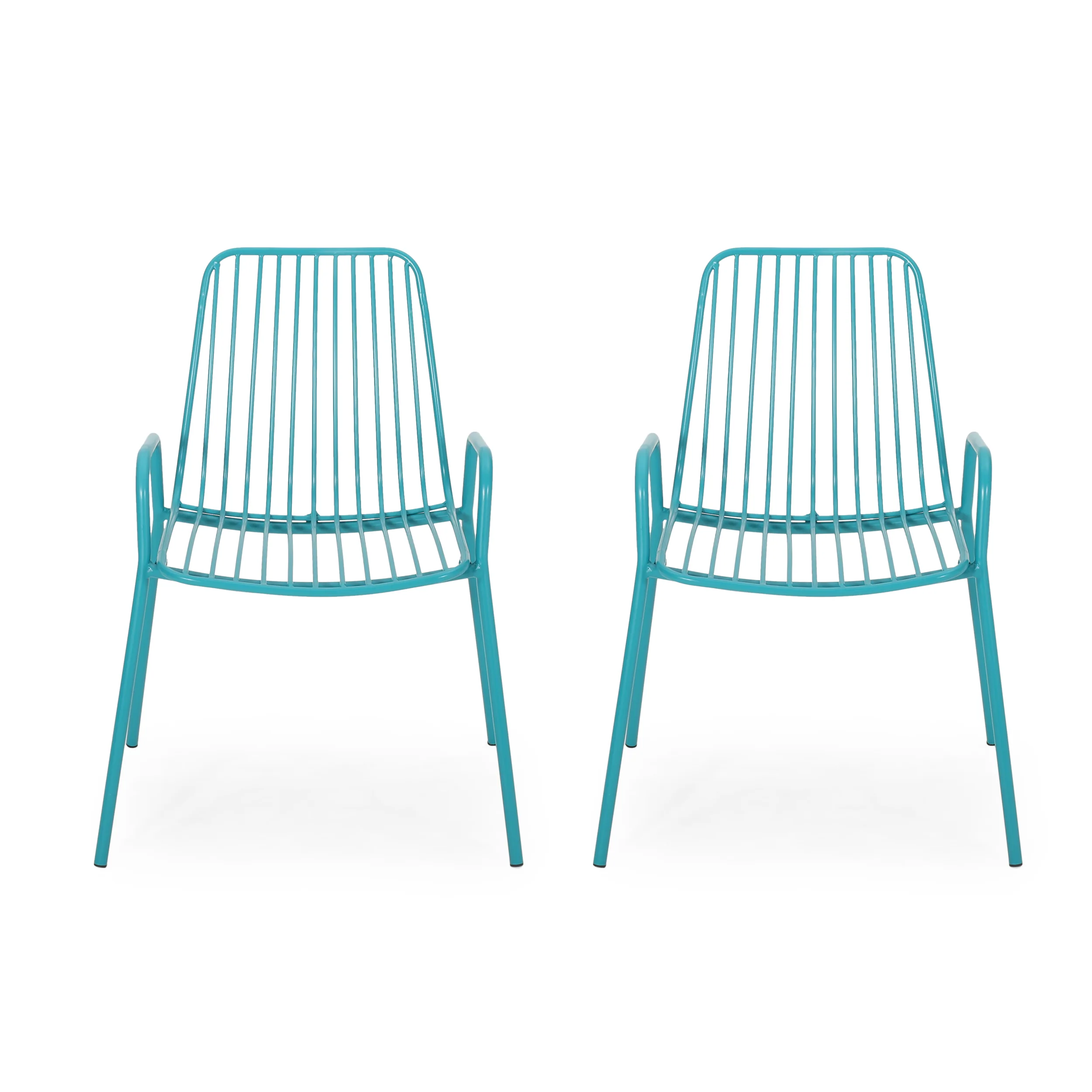 Ashwood Outdoor Modern Iron Club Chair (Set of 2) - furnishings