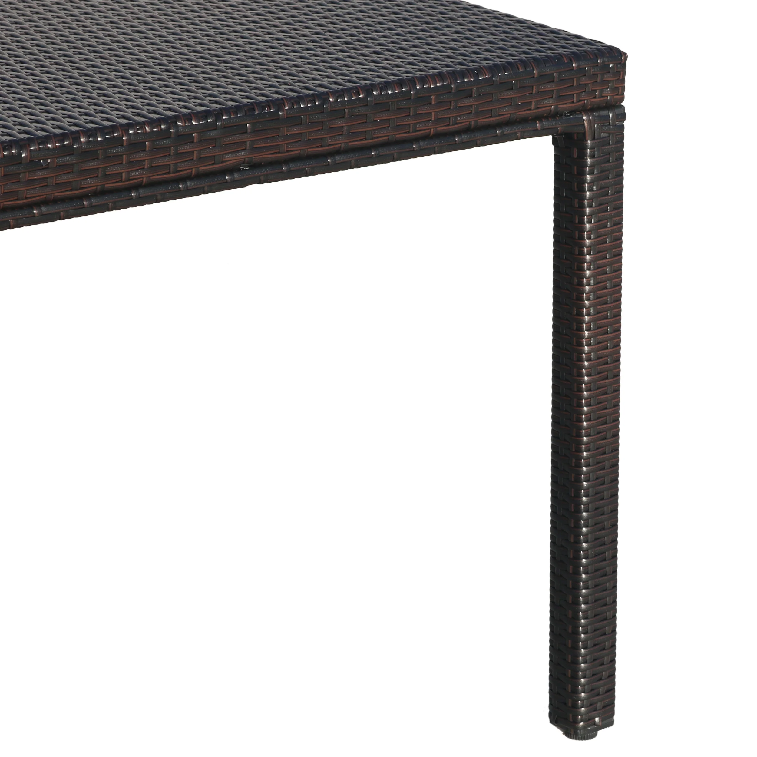 Edene Outdoor Multibrown Wicker Rectangular Dining Table - furnishings