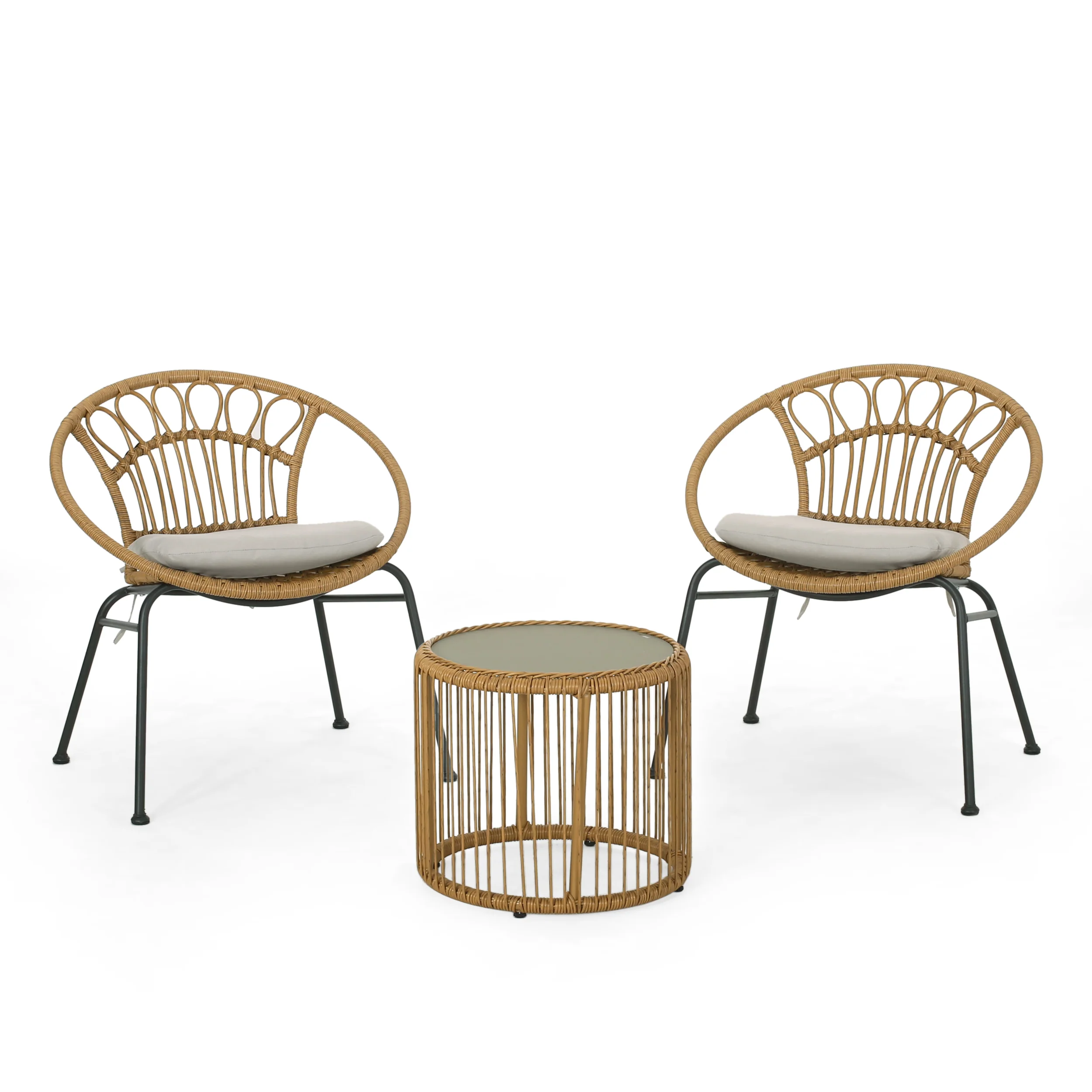Aurelius Outdoor 3 Piece Wicker Chat Set - furnishings