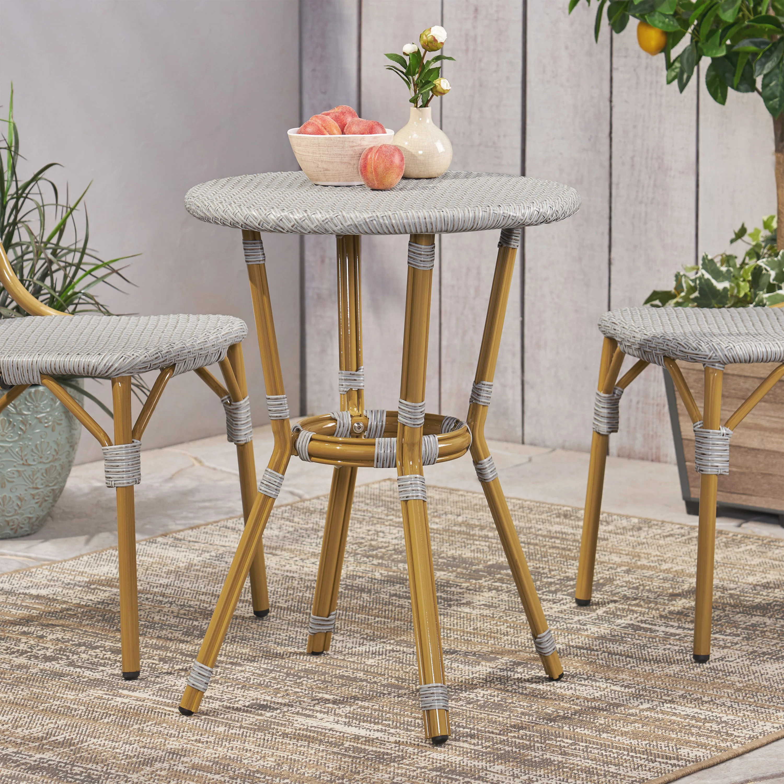 Deshler Outdoor Aluminum French Bistro Table - furnishings
