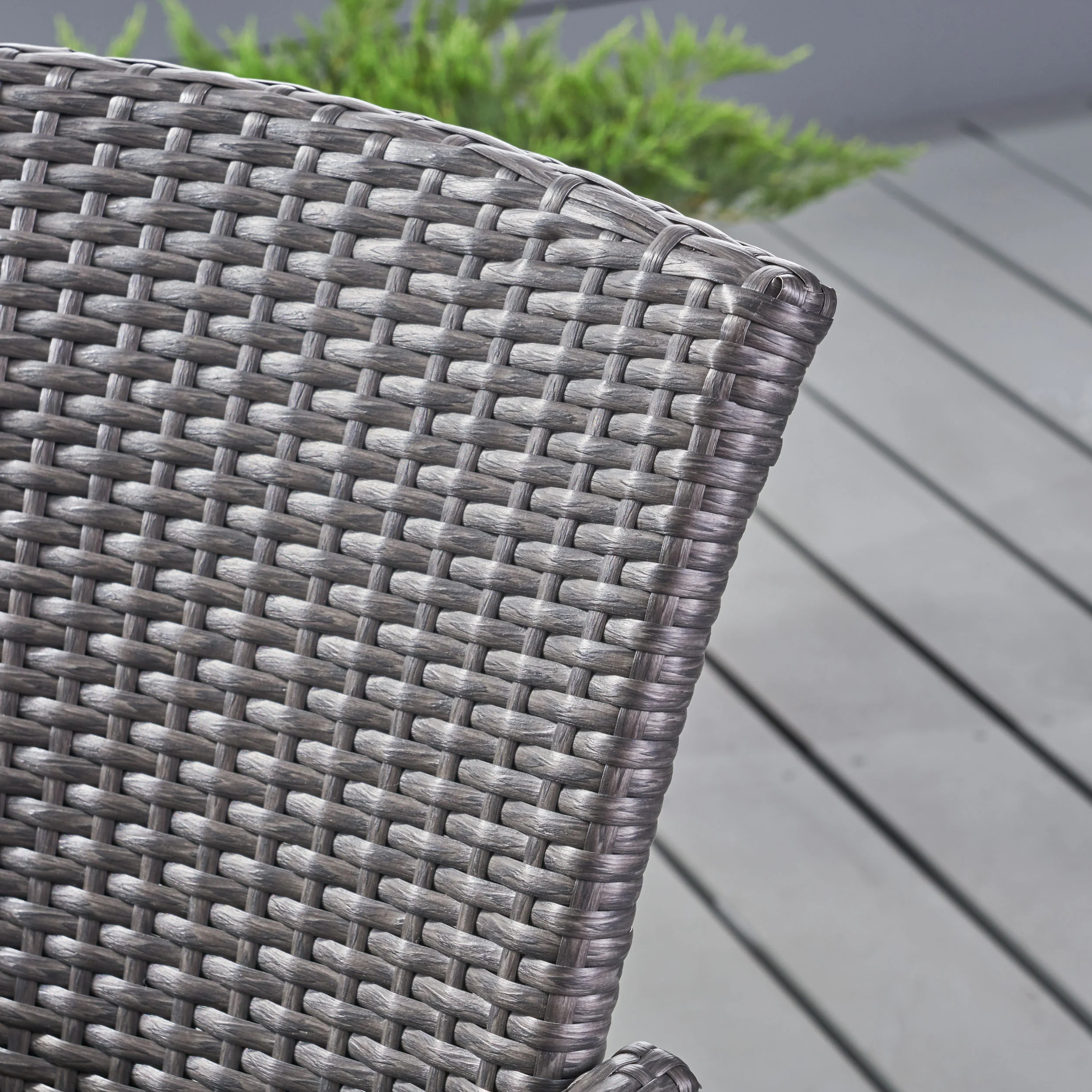 Welmas Outdoor 38 Inch Wicker Barstool (Set of 4), Grey - furnishings