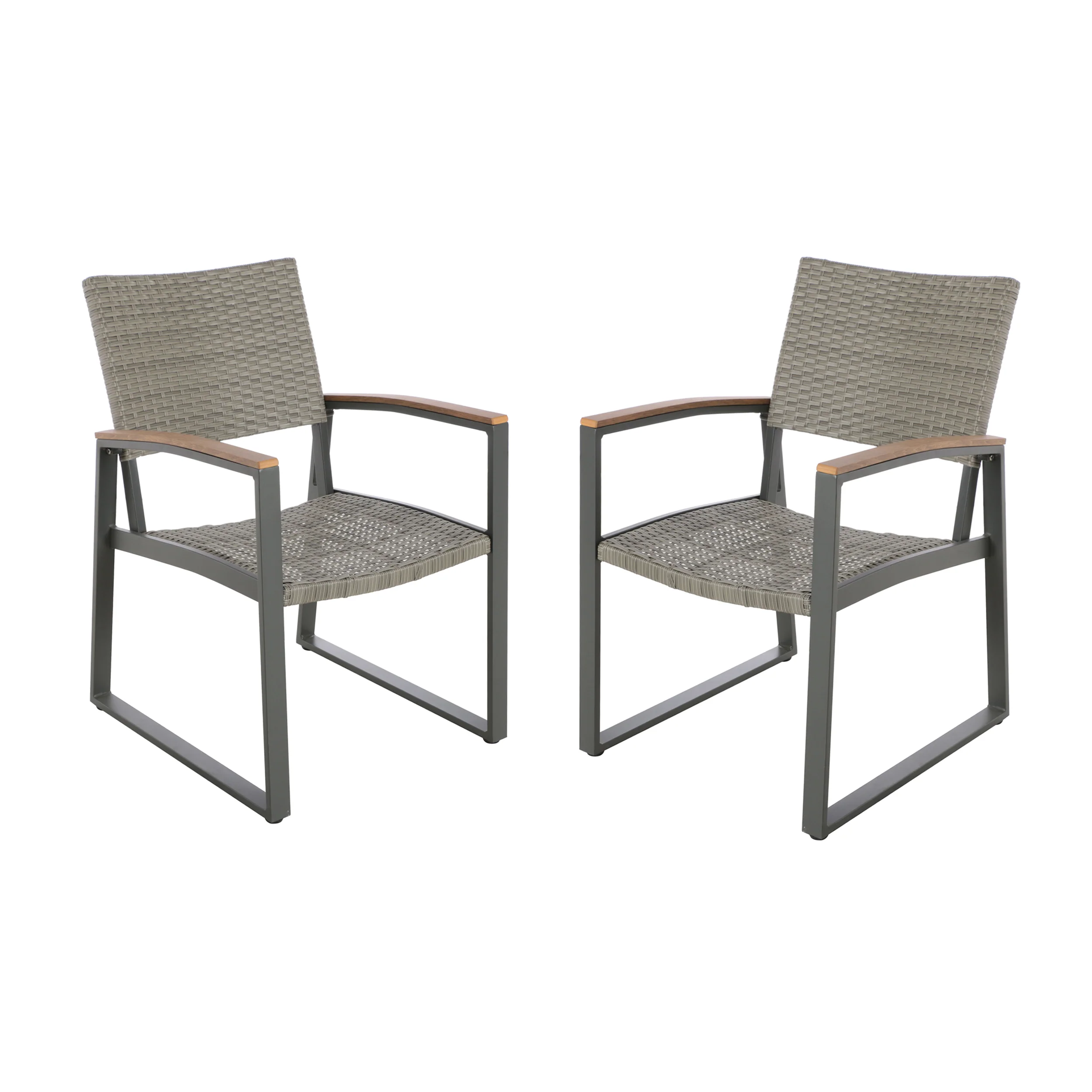 Augusta Outdoor Aluminum Dining Chairs with Faux Wood Accents - furnishings
