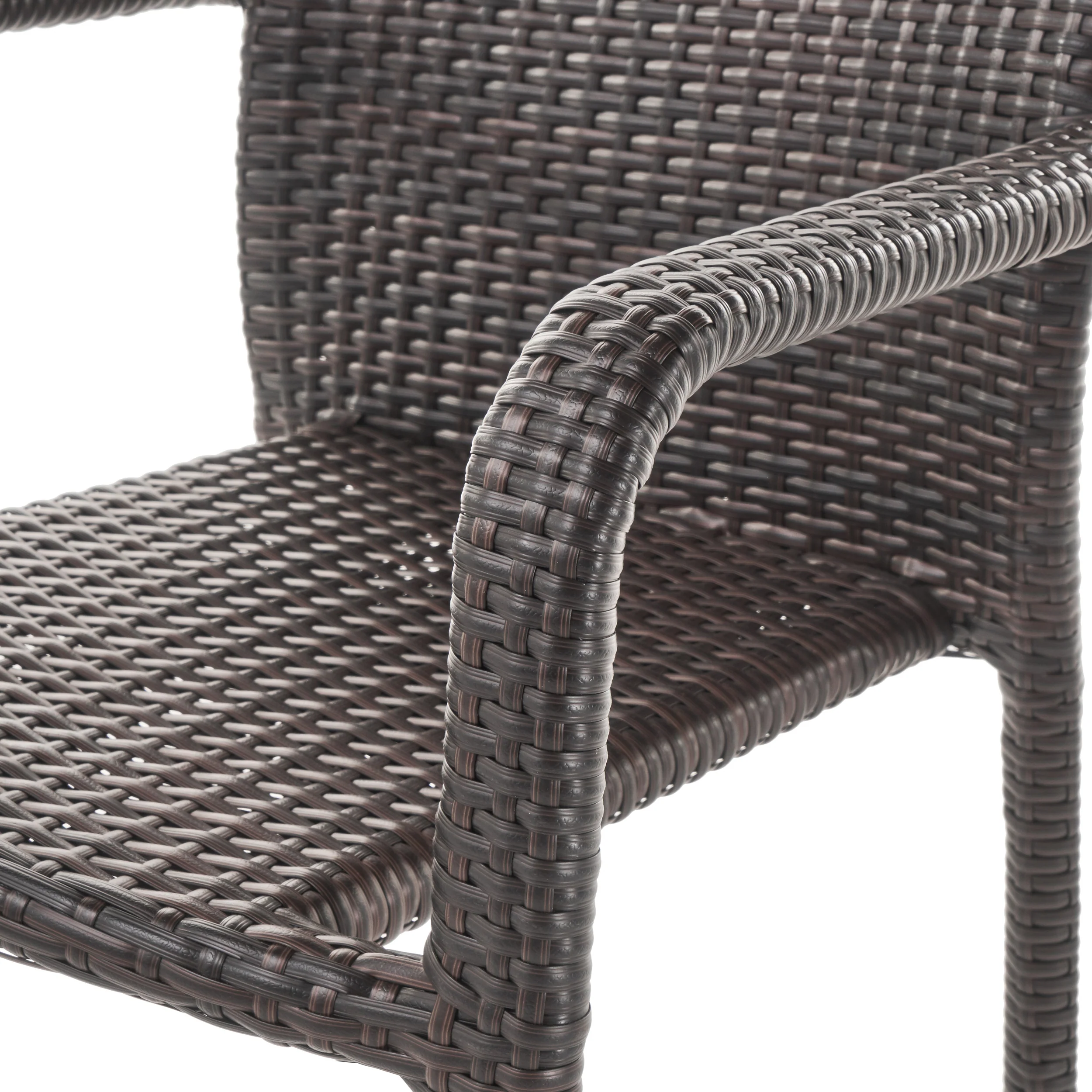 Dylan Outdoor Wicker Armed Aluminum Framed Stack Chairs (Set of 2) - furnishings
