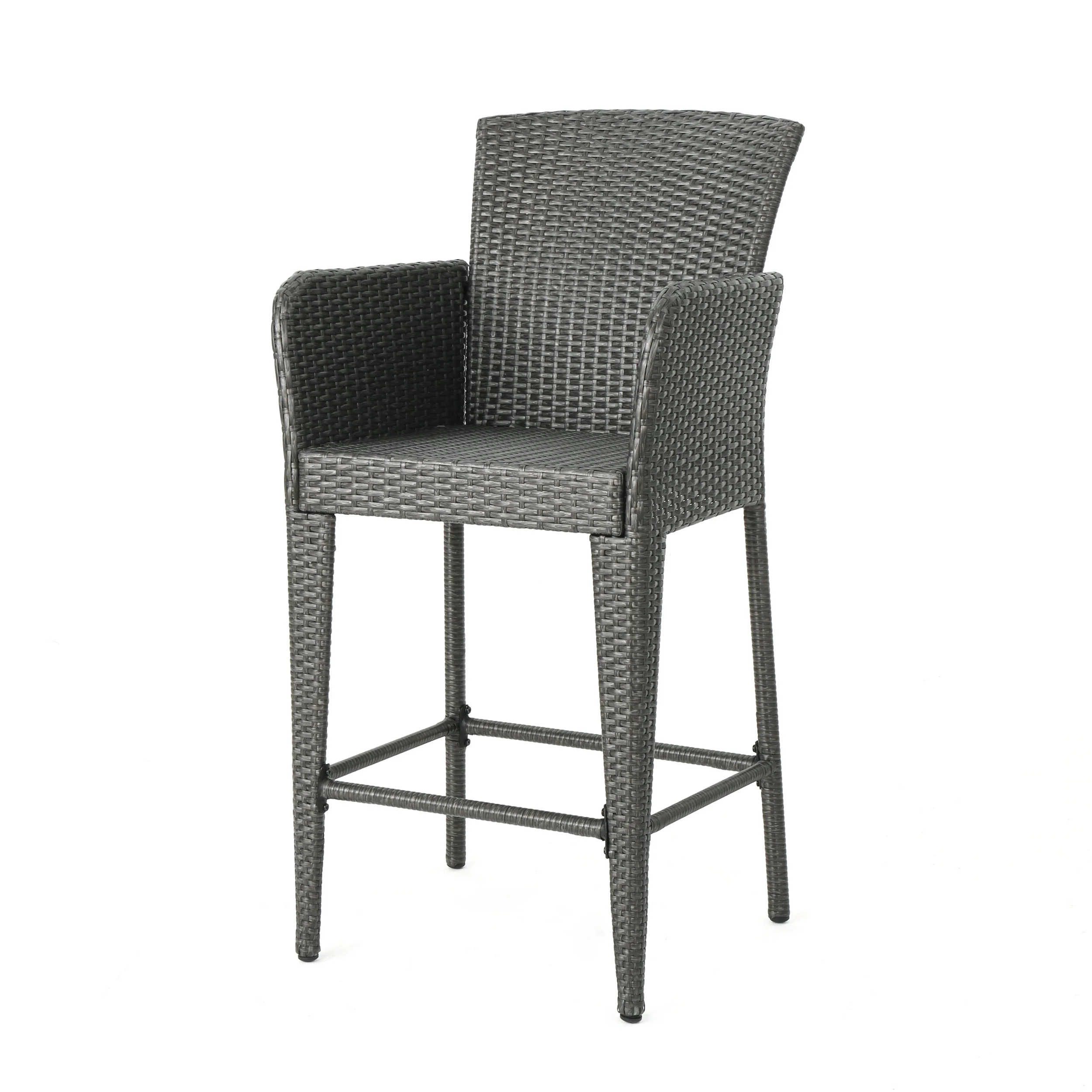 Daisy Outdoor 38-Inch Gray Wicker Barstool (set of 2) - furnishings