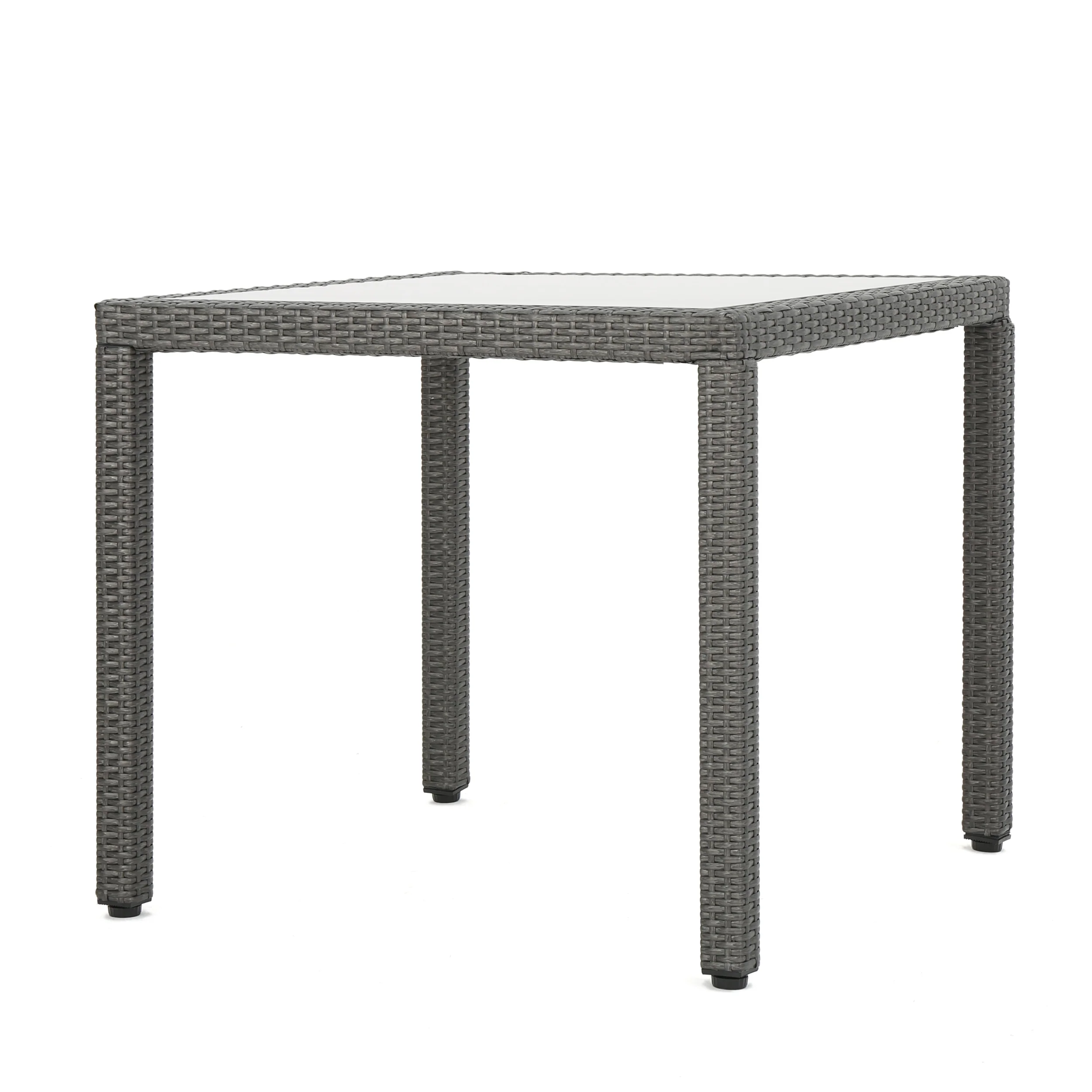 San Tropez Outdoor Wicker Dining Table with Glass Top - furnishings