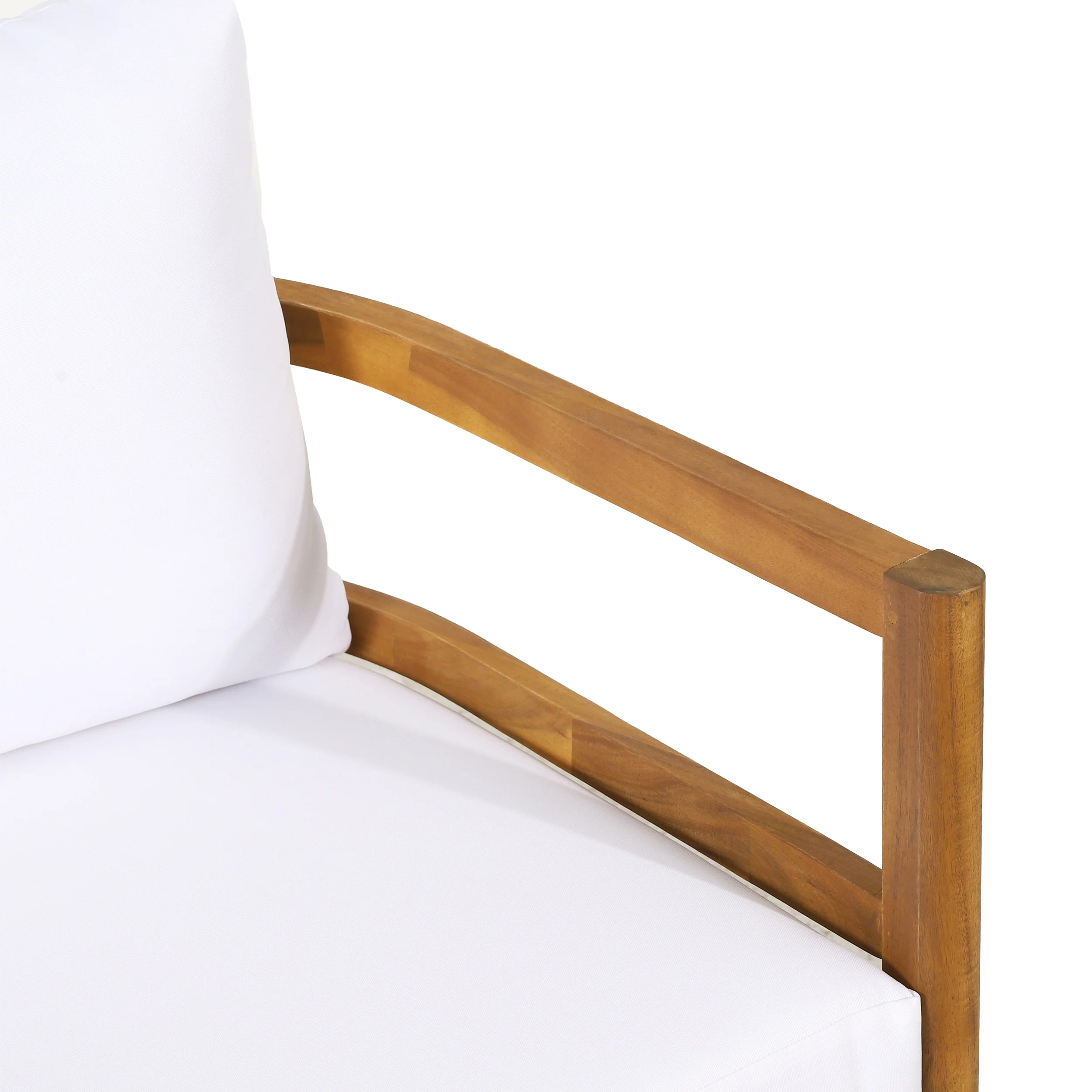 Aggie Outdoor Acacia Wood Loveseat and Coffee Table Set, Teak and White - furnishings
