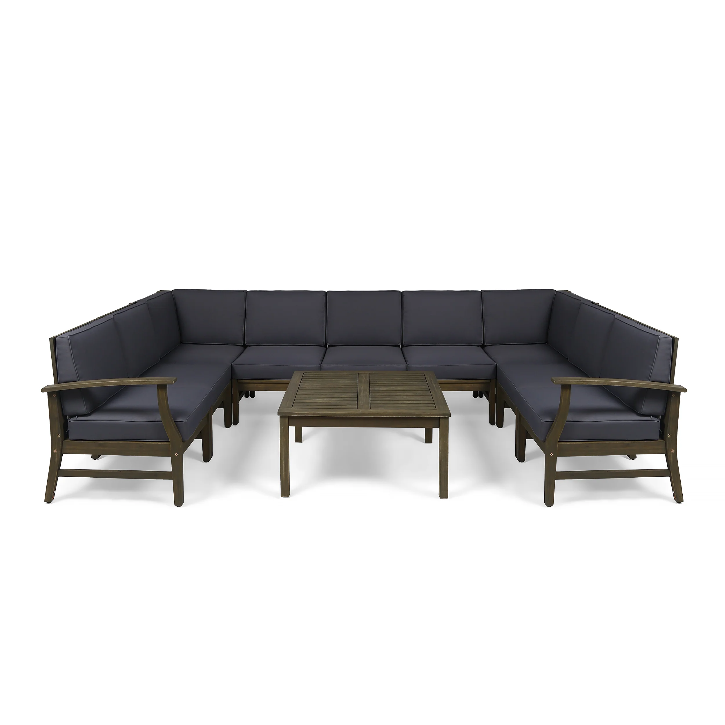 Judith Outdoor 10 Piece Acacia Wood Sofa Sectional Set - furnishings