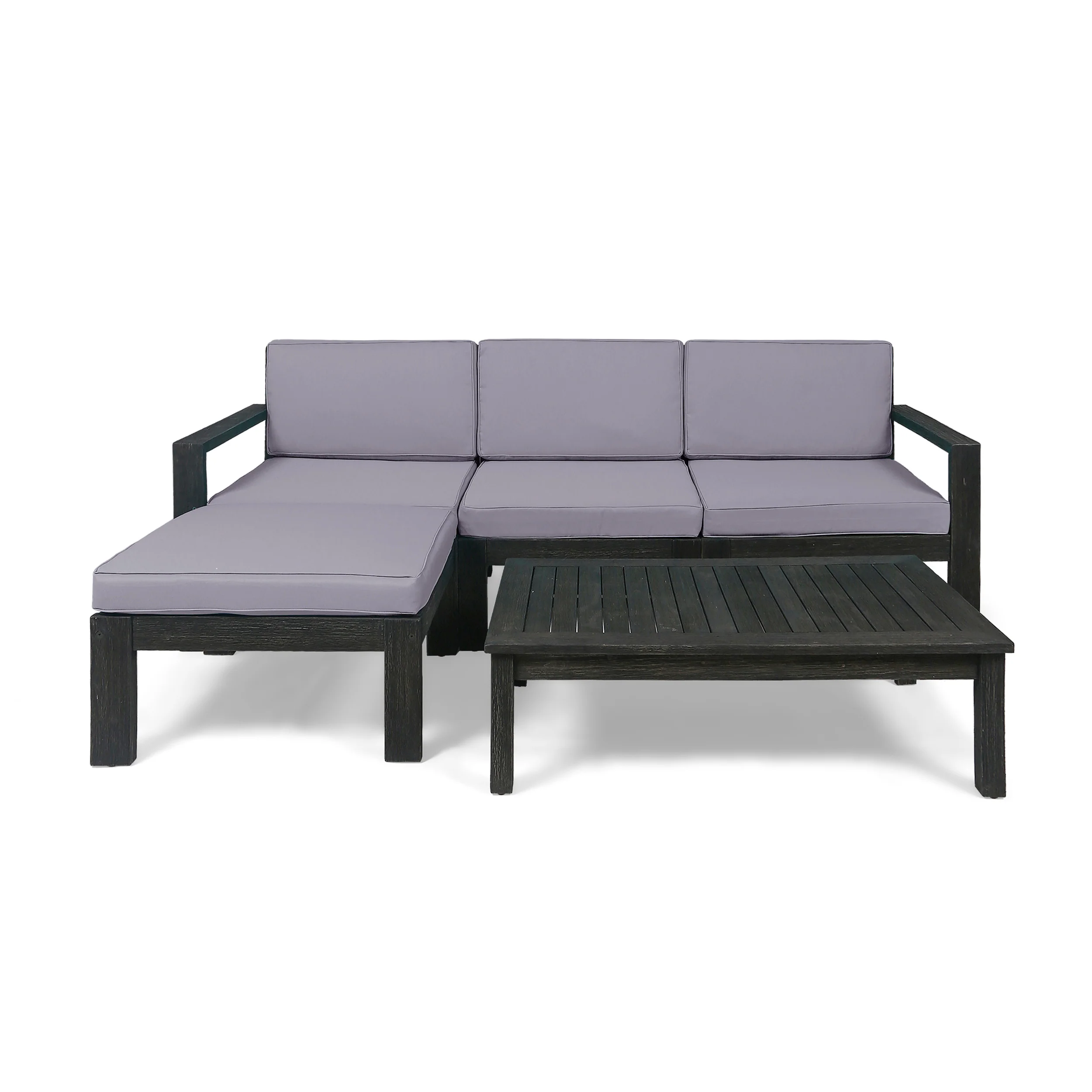 Makayla Ana Outdoor 3 Seater Acacia Wood Sofa Sectional with Cushions - furnishings