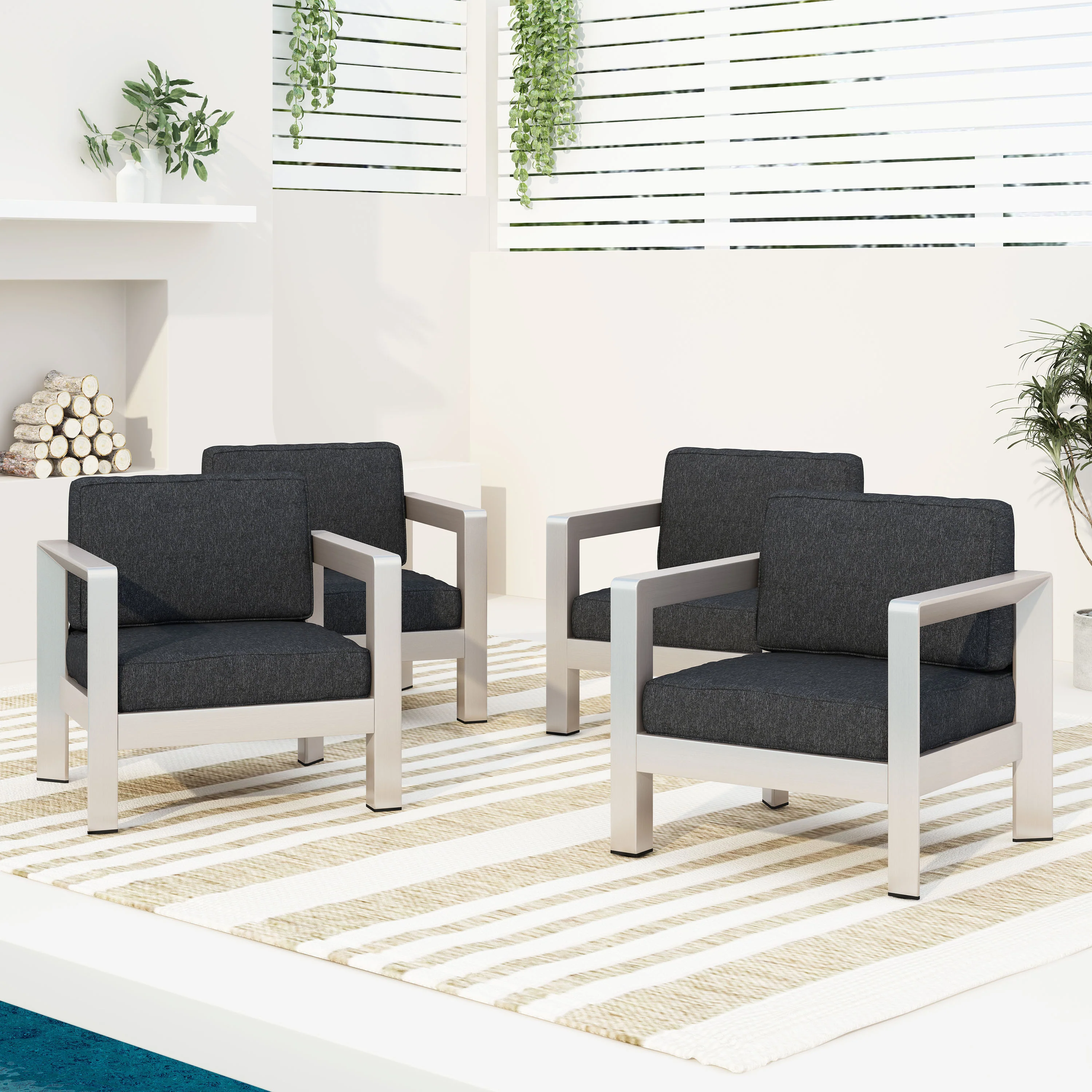 Booth Outdoor Aluminum Club Chairs - furnishings