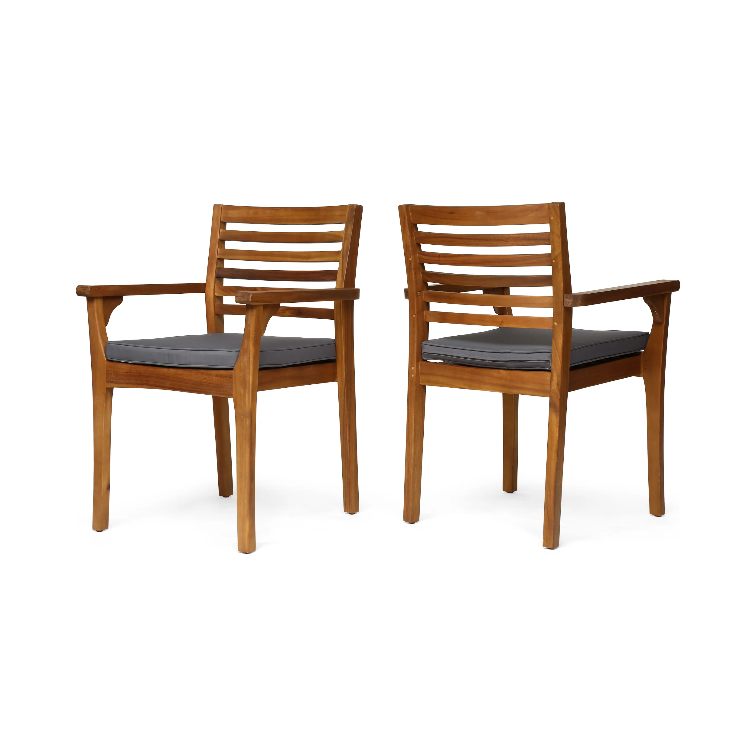 Esther Patio Dining Chairs, Acacia Wood and Outdoor Cushions - furnishings