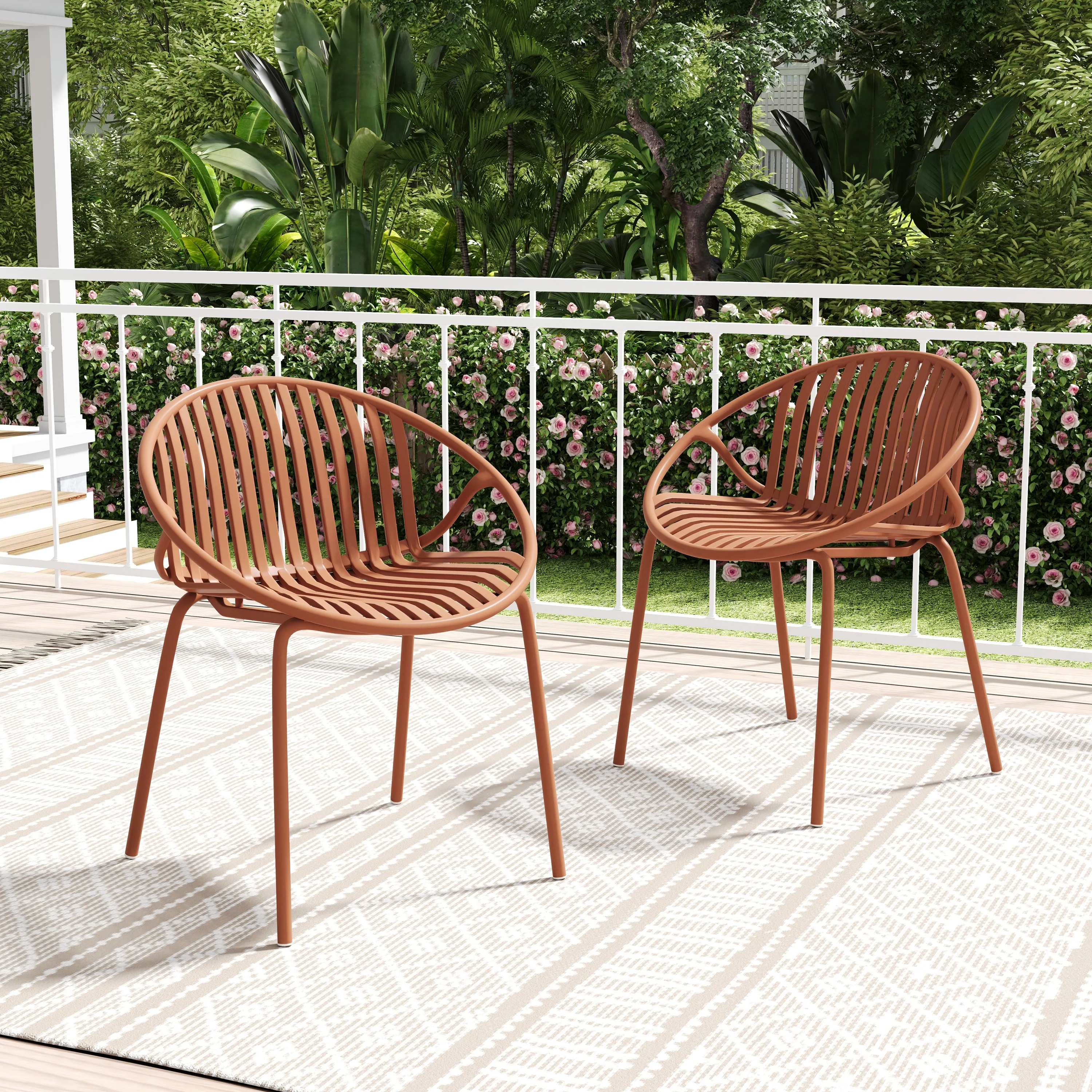 Hespera Patio Dining Chairs with Metal Legs & Breathable Plastic Backrest - furnishings