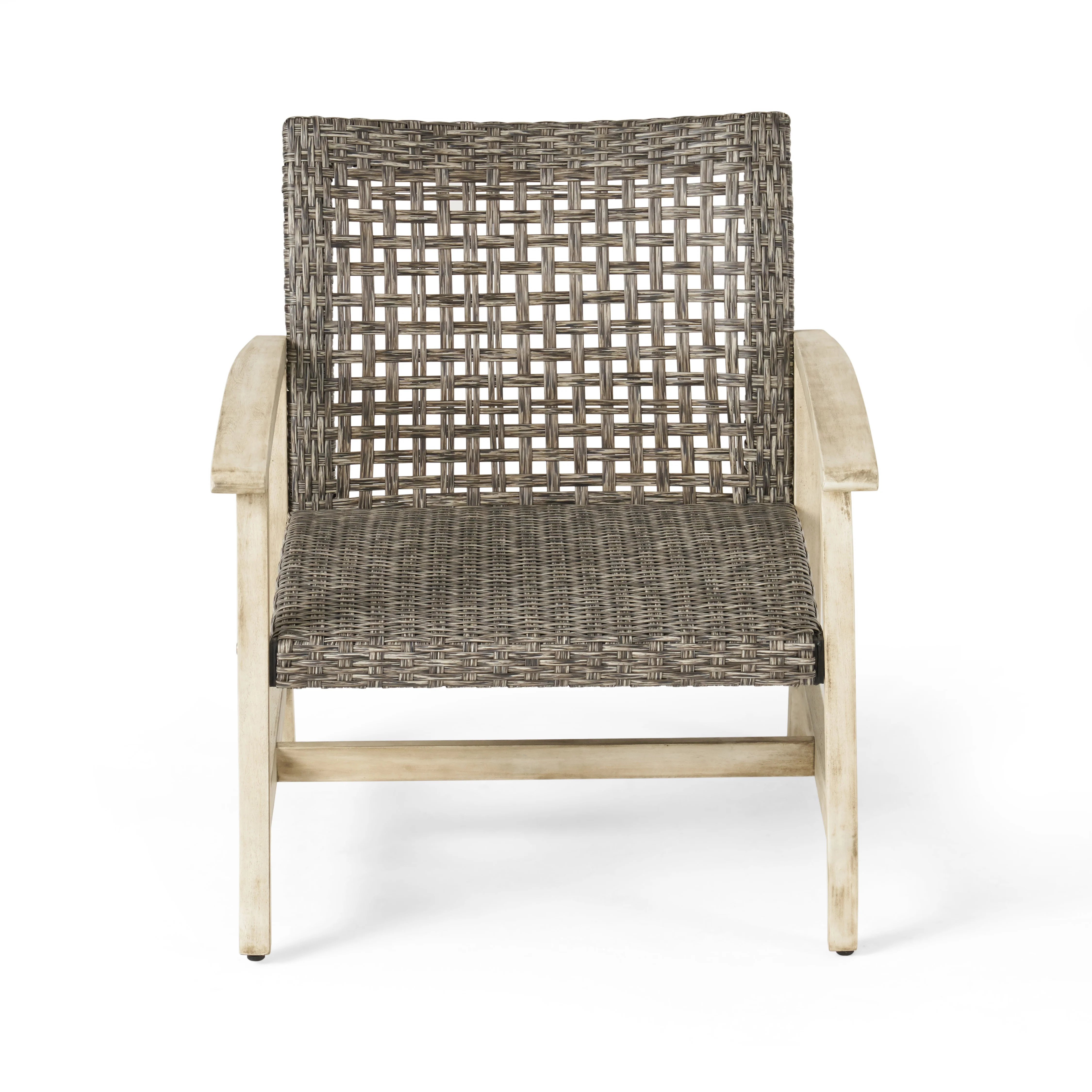 Carry Outdoor 5 Piece Wood and Wicker Club Chairs and Fire Pit Set - furnishings