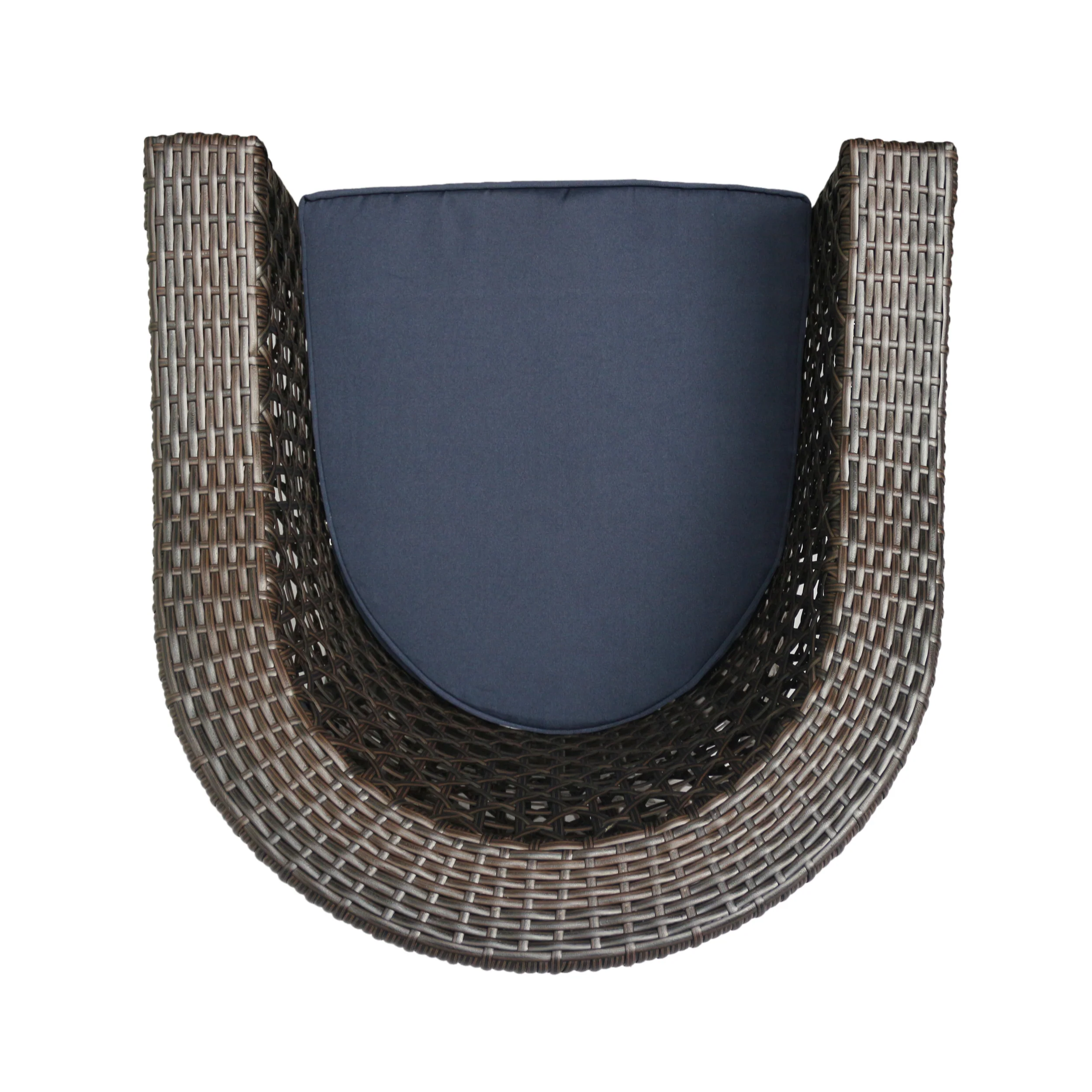 Big Sur Patio Swivel Chair, Wicker with Outdoor Cushions, Multi-Brown, Navy Blue - furnishings