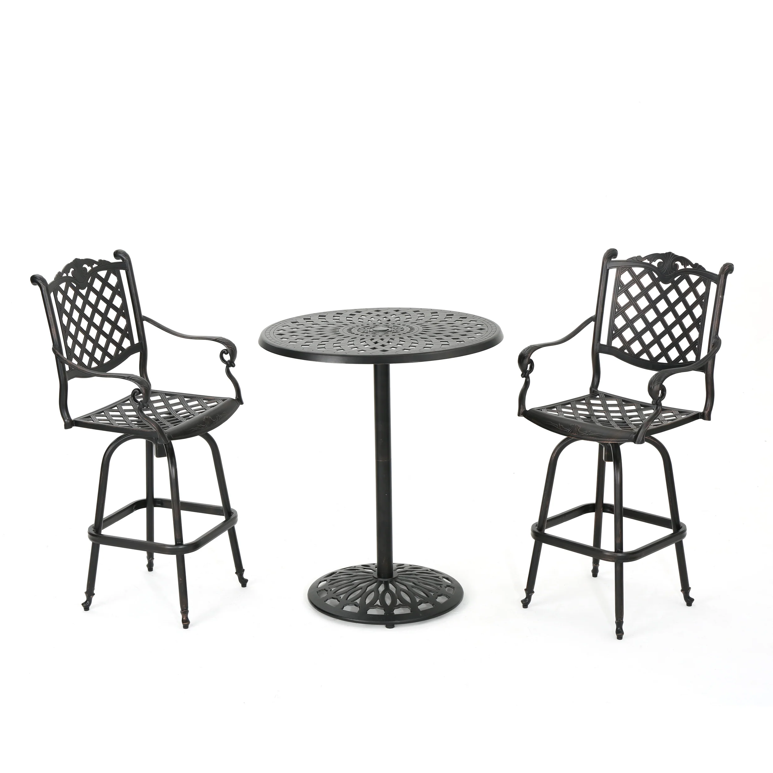 Arianna Outdoor Aluminum Bar Set with Patina Copper Finish - furnishings