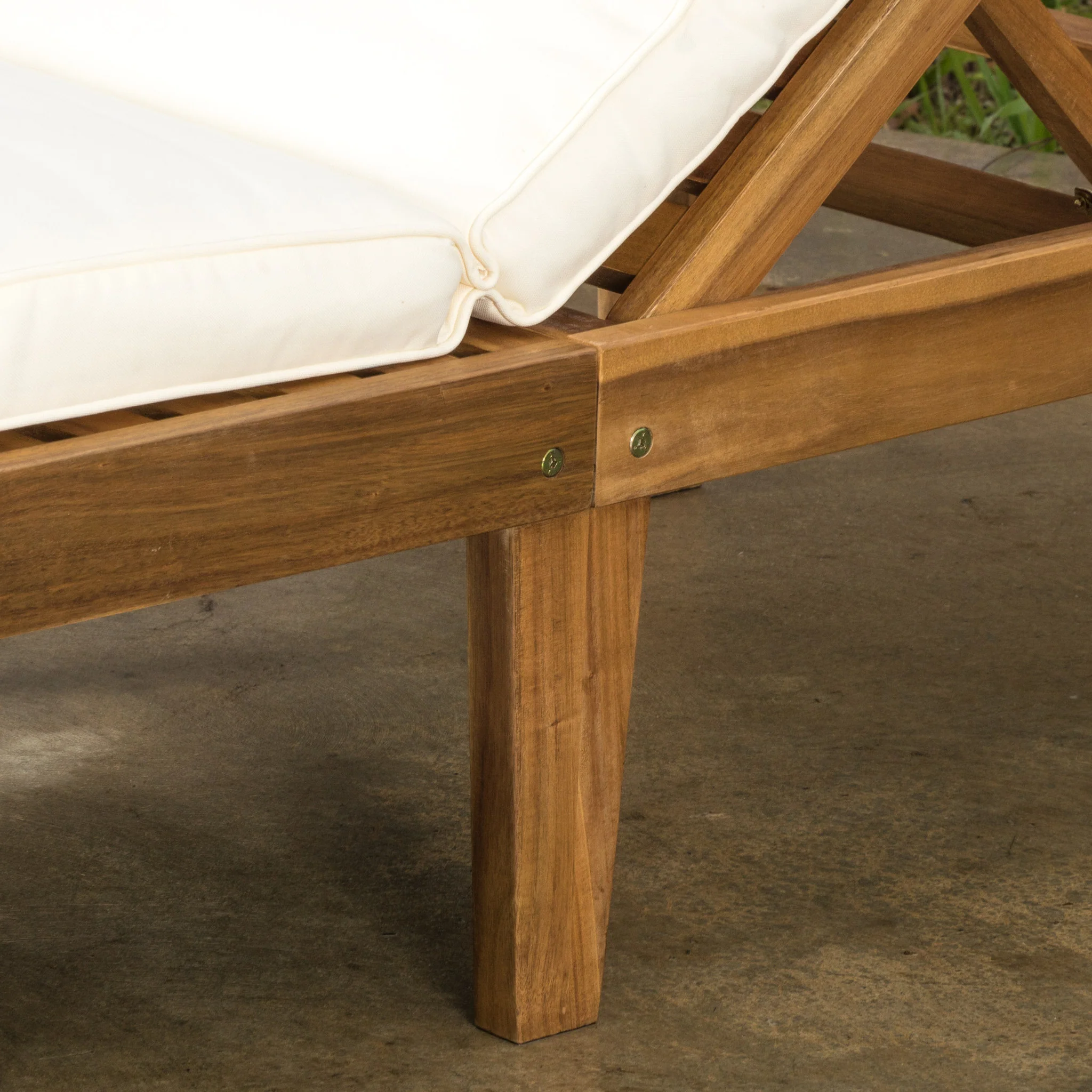 Paolo Outdoor Teak Brown Wood Chaise Lounge with Cushion - furnishings