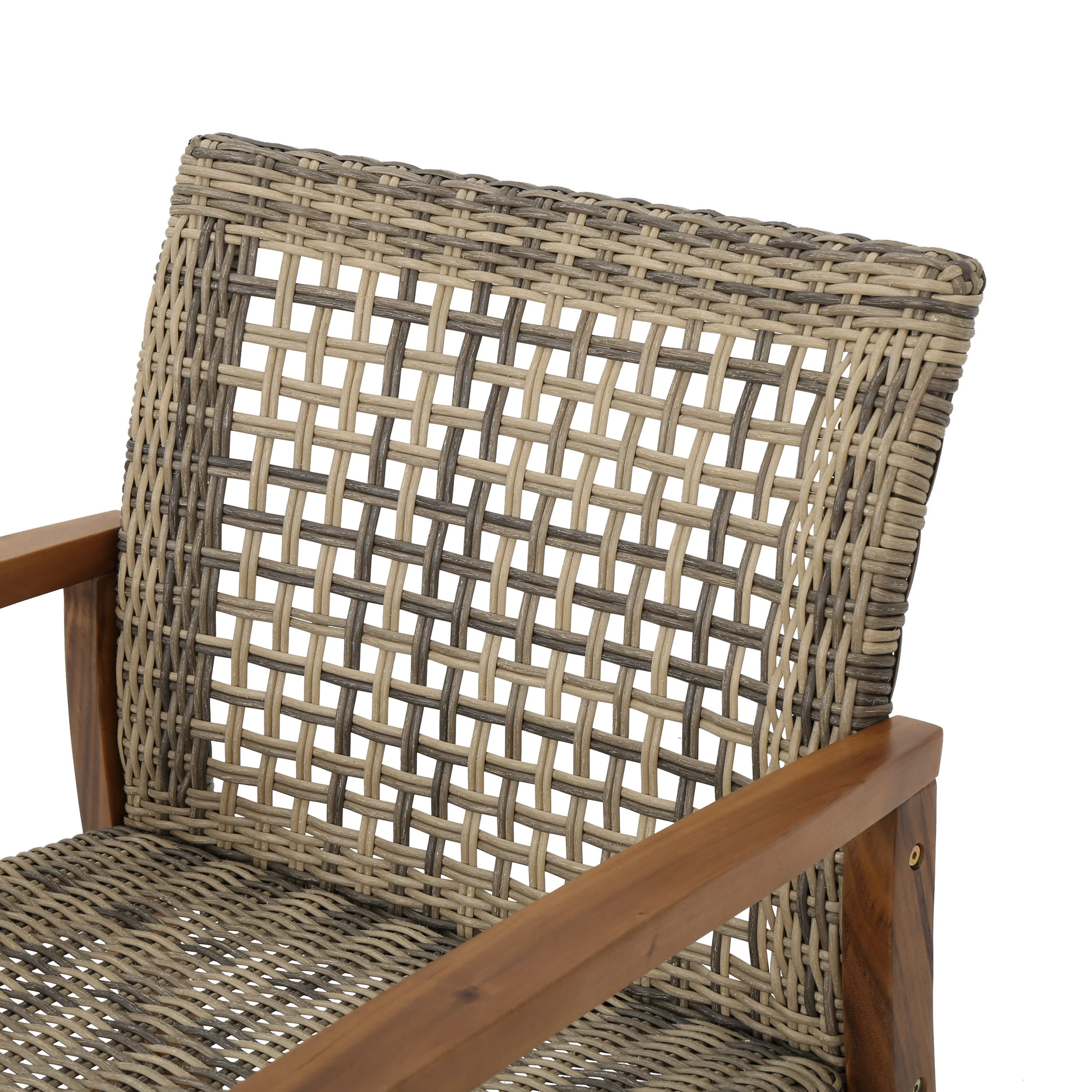 Tabby Outdoor 5 Piece Wood and Wicker Club Chairs and Fire Pit Set - furnishings