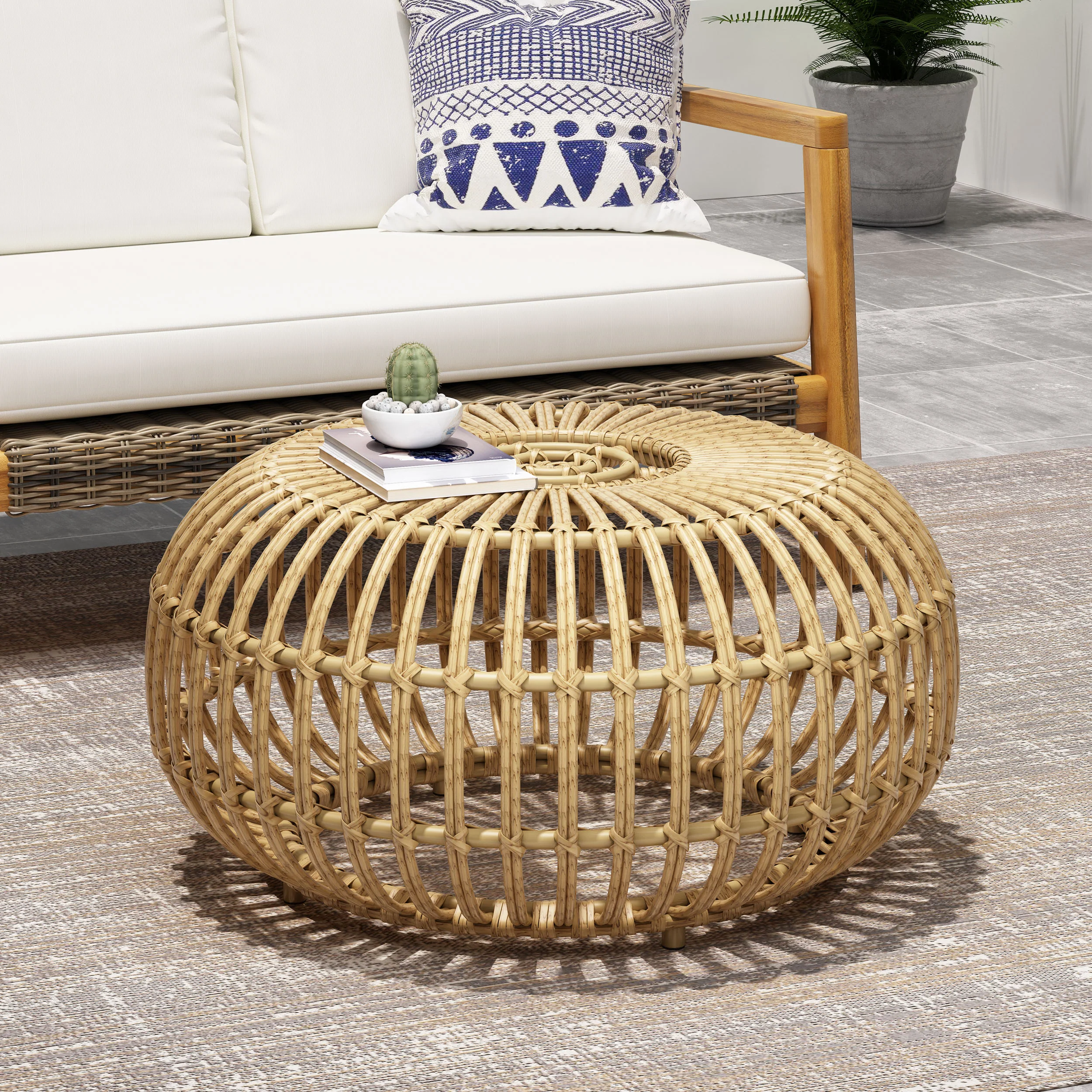 Whitetail Outdoor Boho Wicker Coffee Table - furnishings