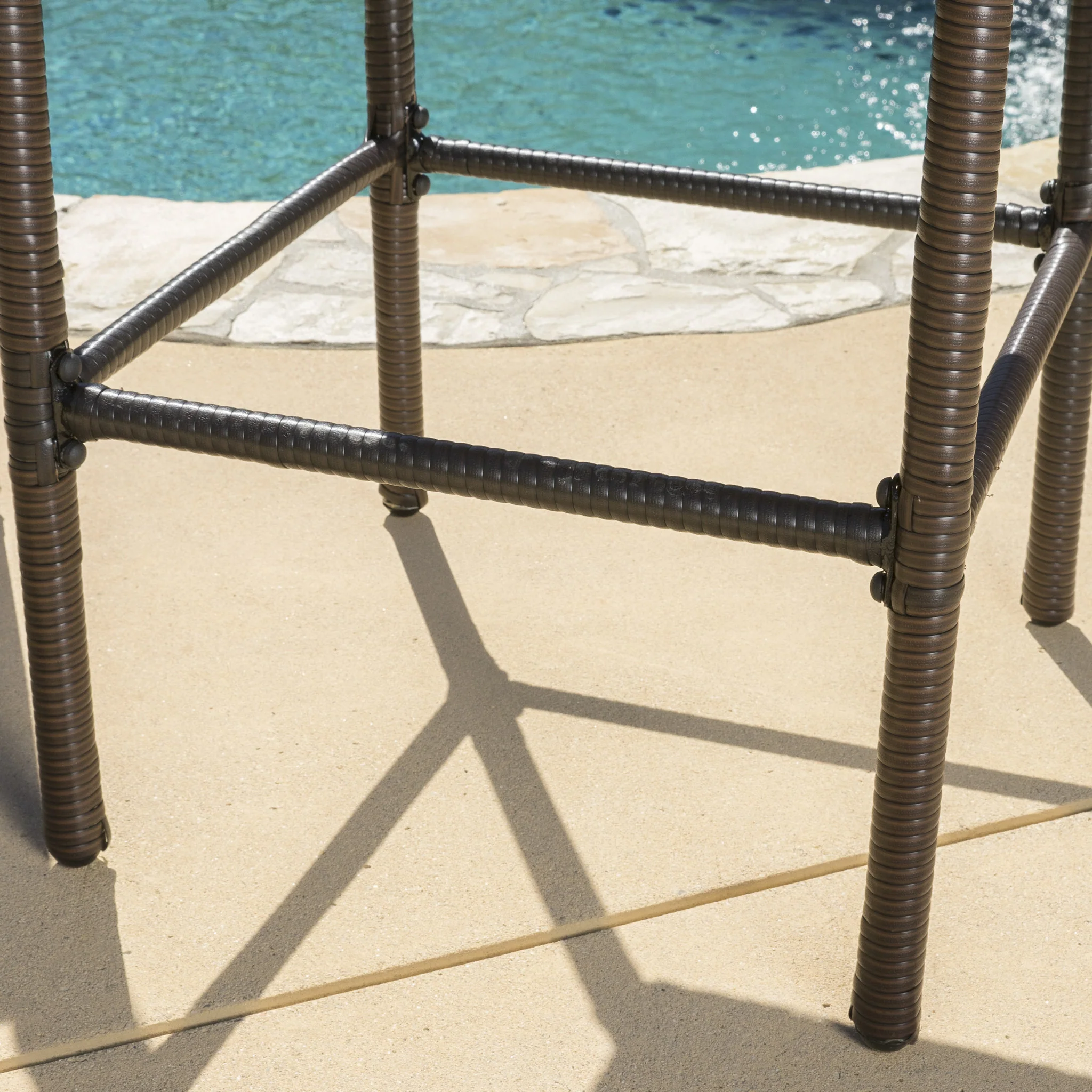 Stewart 30-Inch Outdoor Brown Wicker Barstool (Set of 4) - furnishings