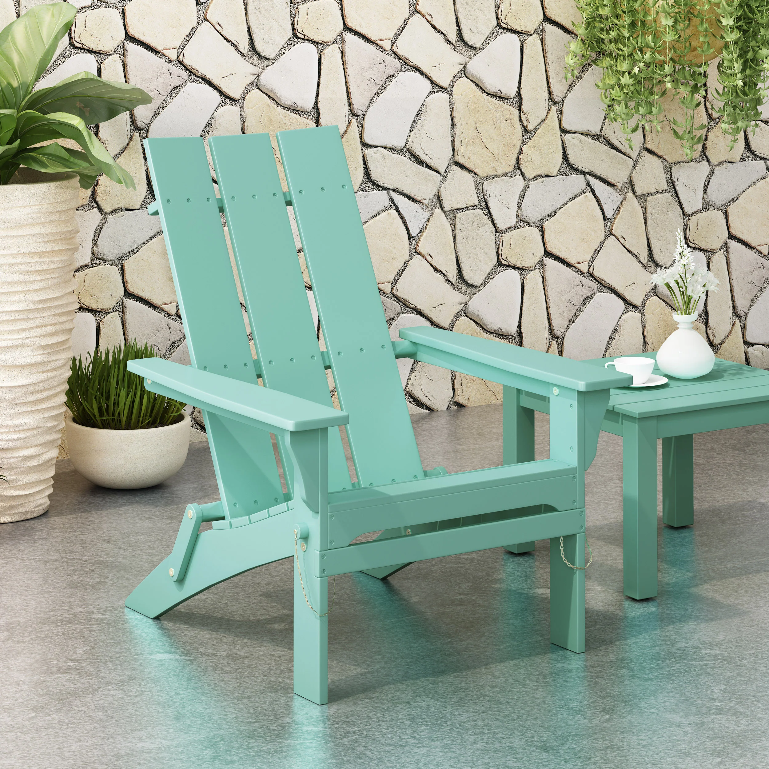 Gurekam Modern Outdoor Acacia Wood Folding Adirondack Chair - furnishings