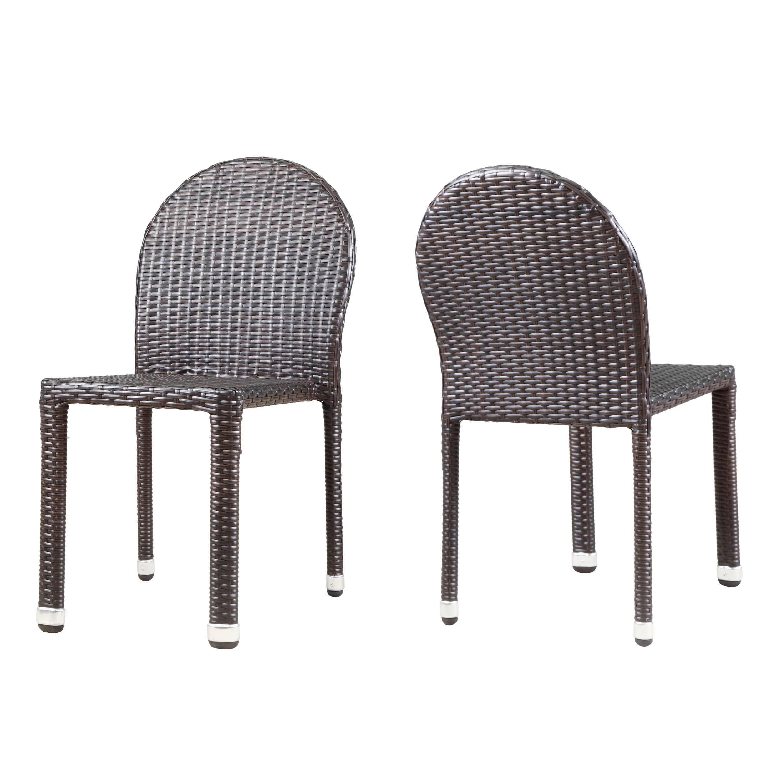 Ava Outdoor Aluminum Frame Wicker Stackable Dining Chairs - Set of 2 - furnishings
