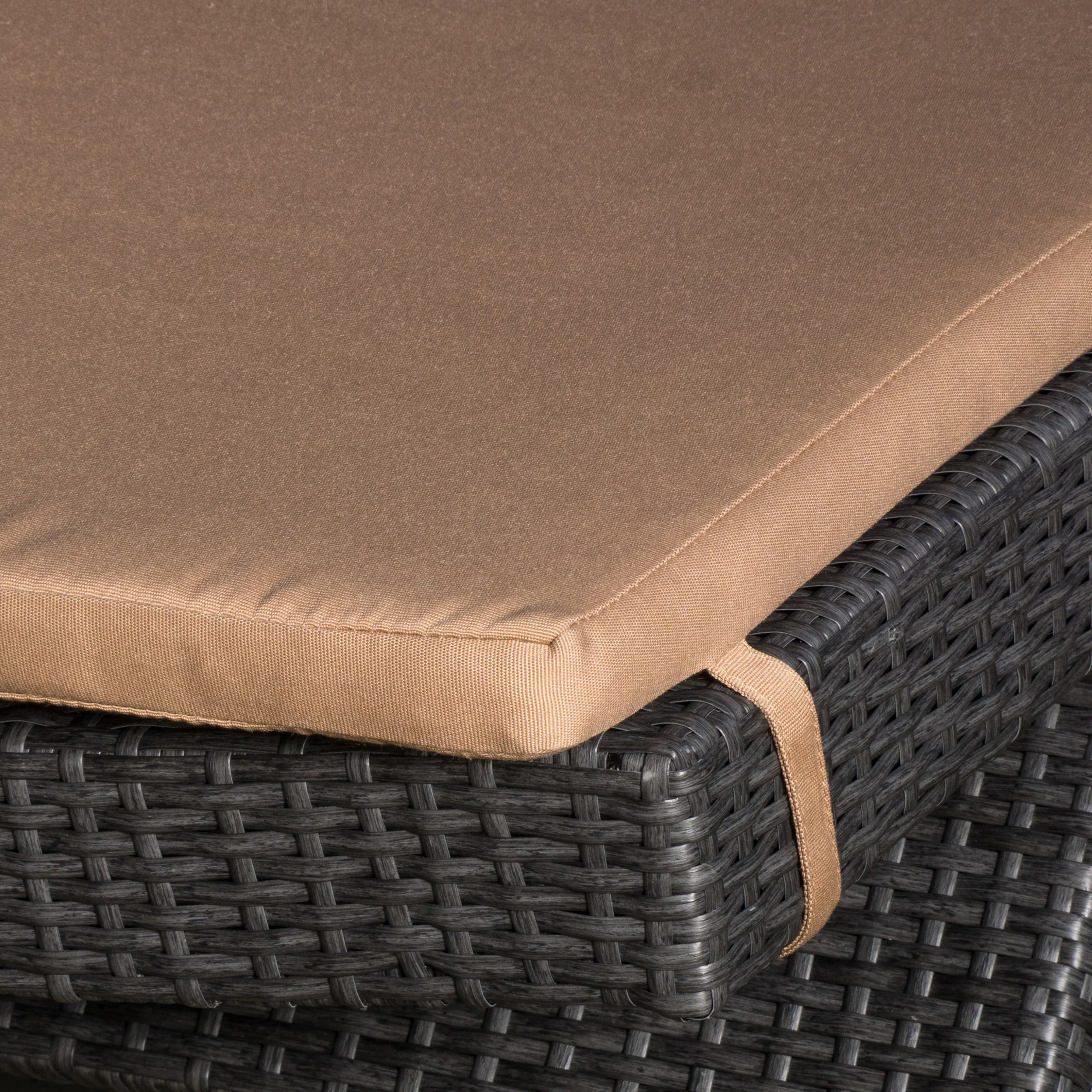 Nassau Outdoor Grey Wicker Adjustable Chaise Lounge with Cushion - furnishings