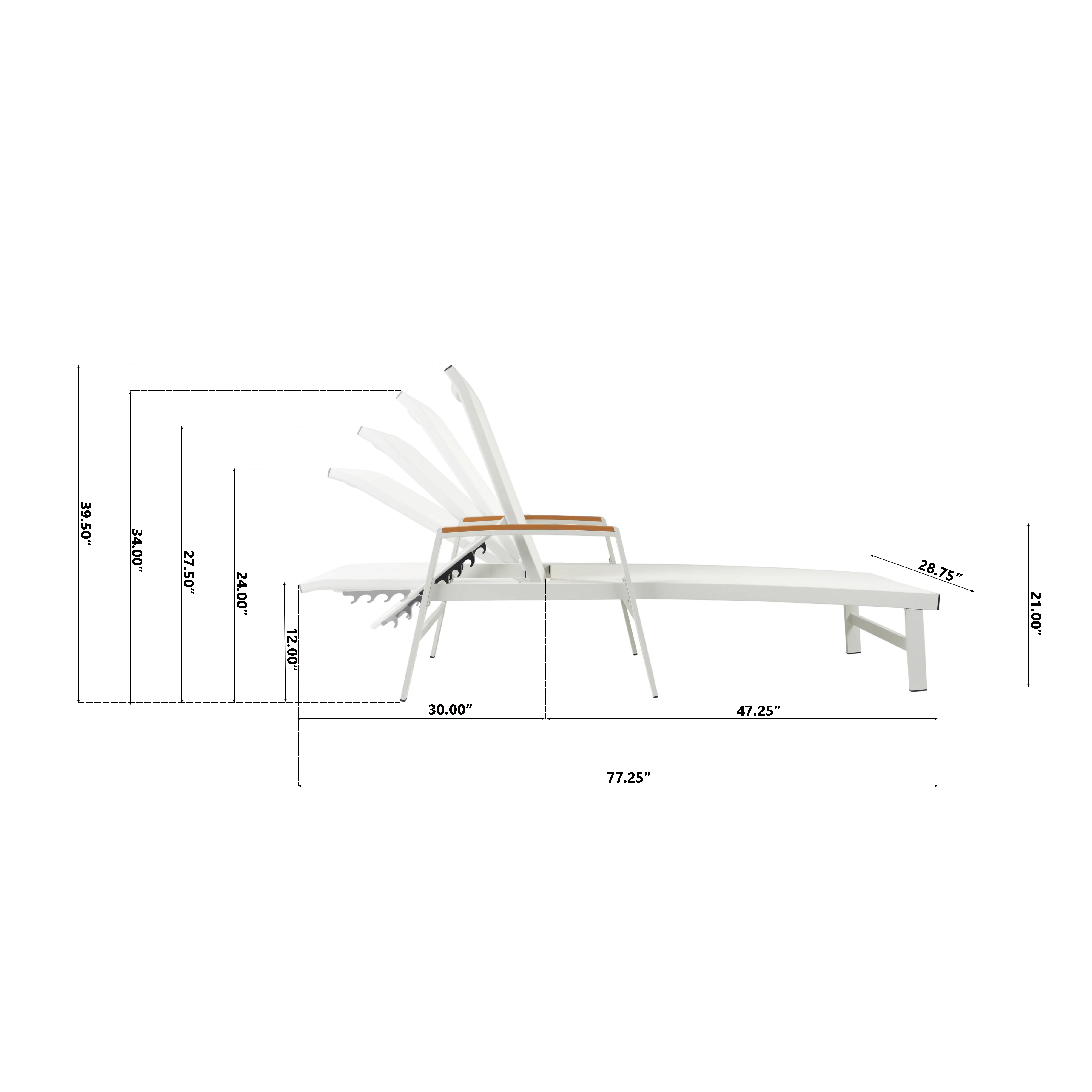 Hollaborn Outdoor Modern Gray Mesh Chaise Lounge - furnishings