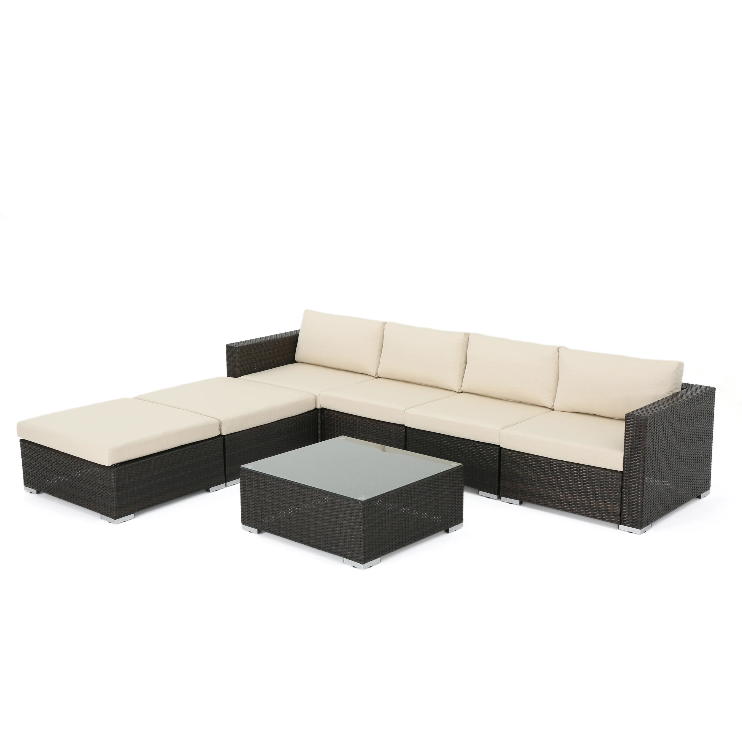 Francisco 7pc Outdoor Wicker Sectional w/ Cushions - furnishings