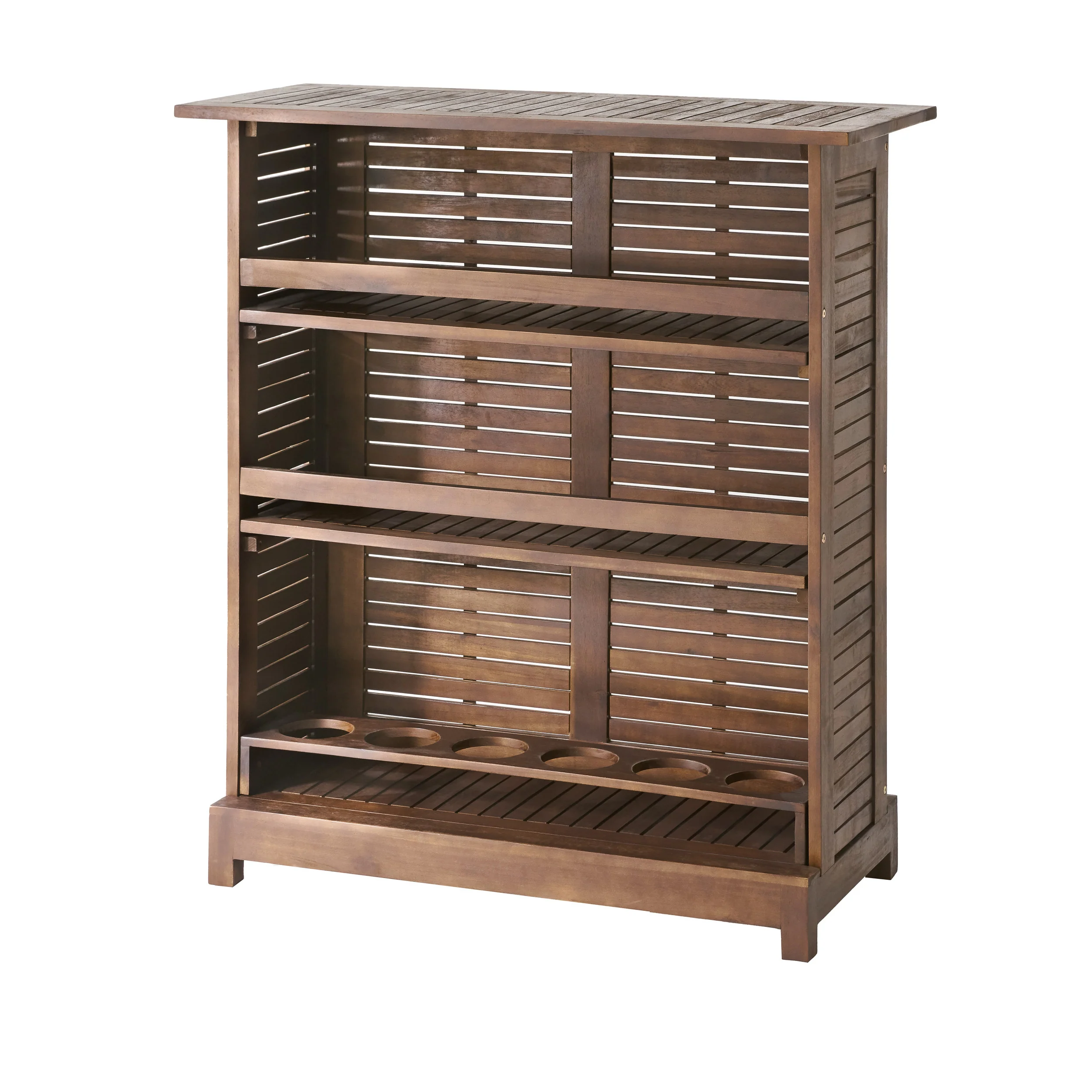 Jalama Acacia Wood Bar Table with Storage, Rich Mahogany - furnishings